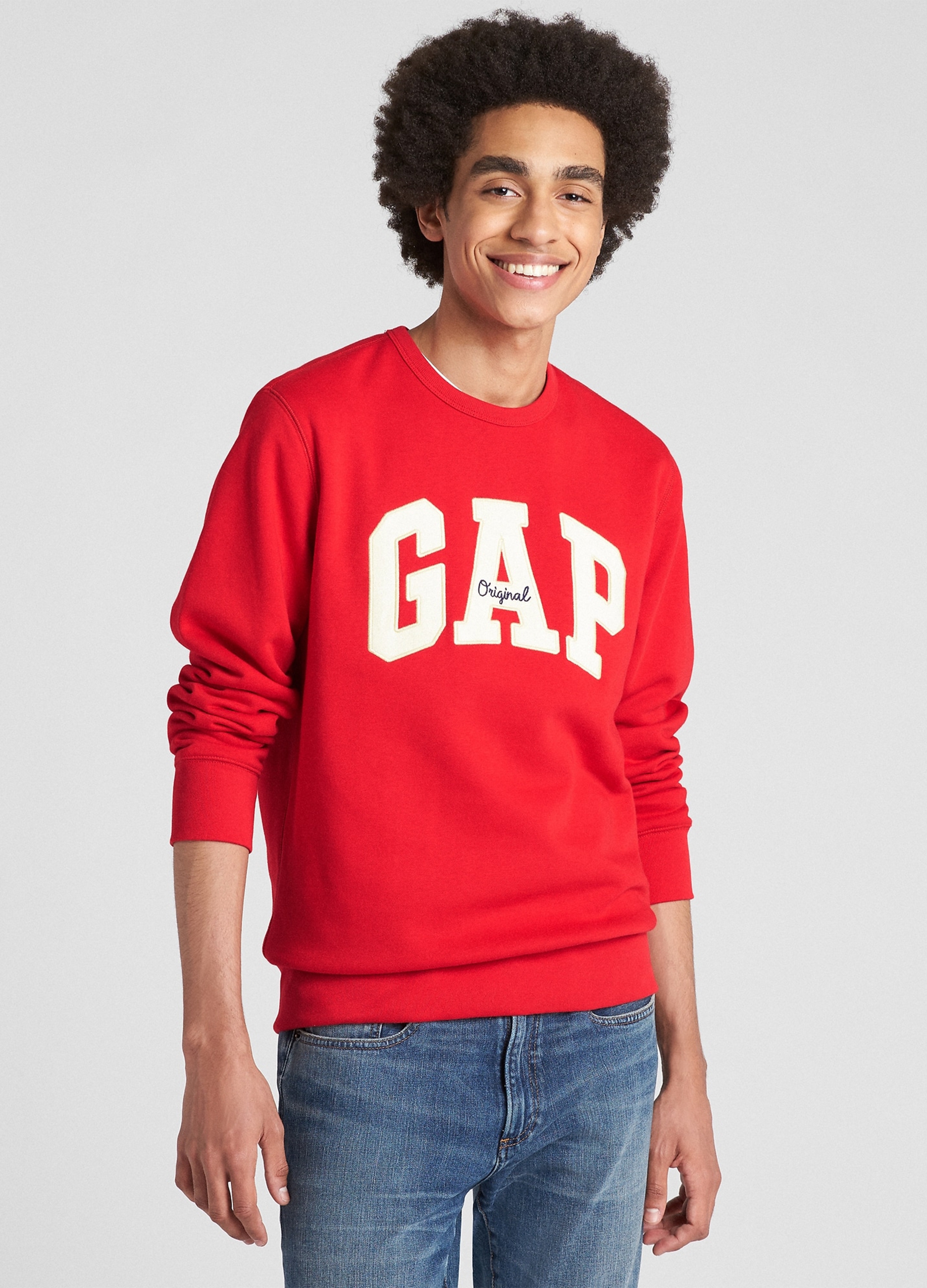 GAP, Felpa Girocollo Con Patch Logo Gap, Uomo, Rosso, Taglia: XS