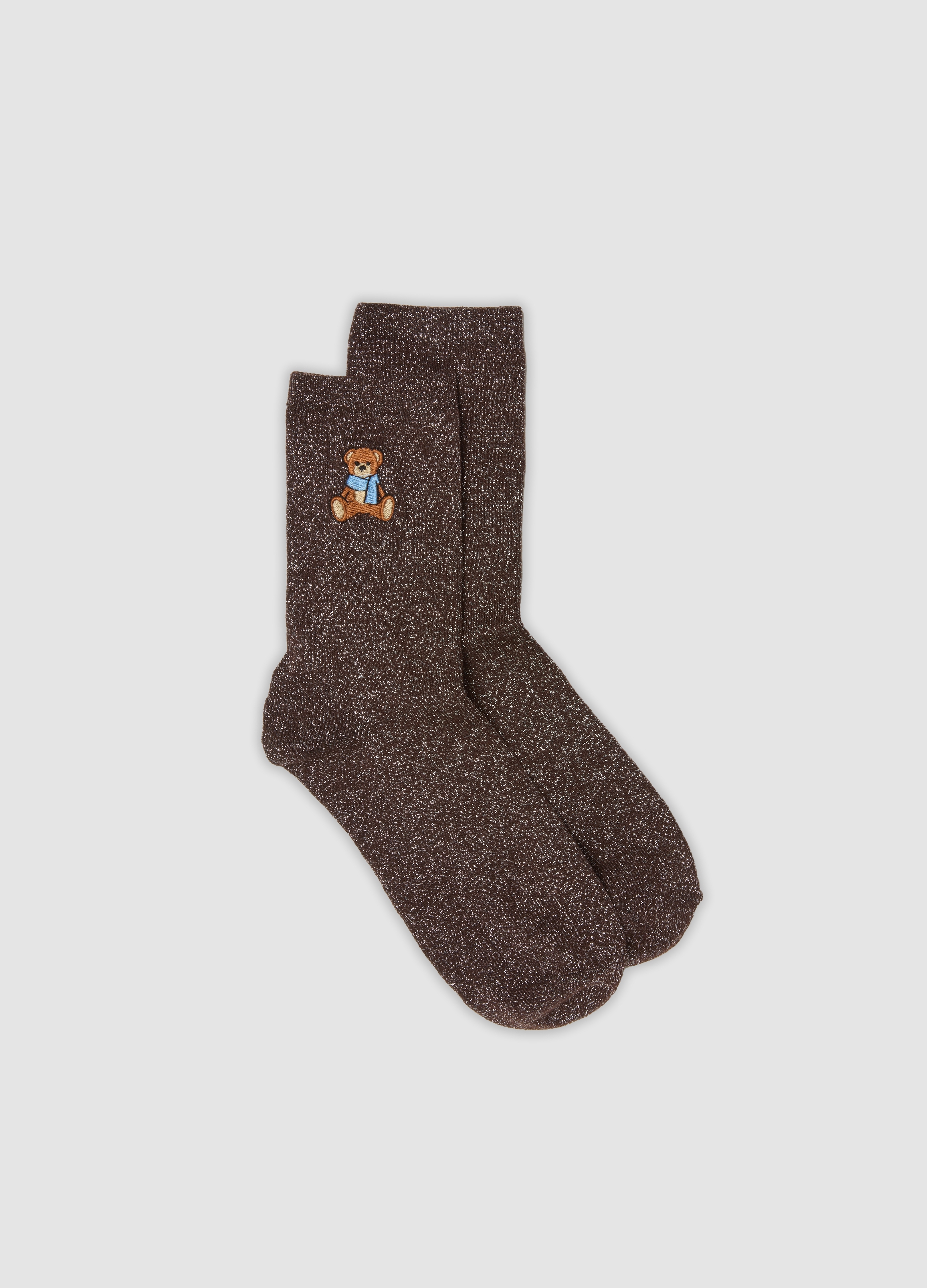 B.ANGEL, Calzini Marroni In Cotone Organico Elasticizzato Lurex, Donna, Marrone, Taglia: 36-38