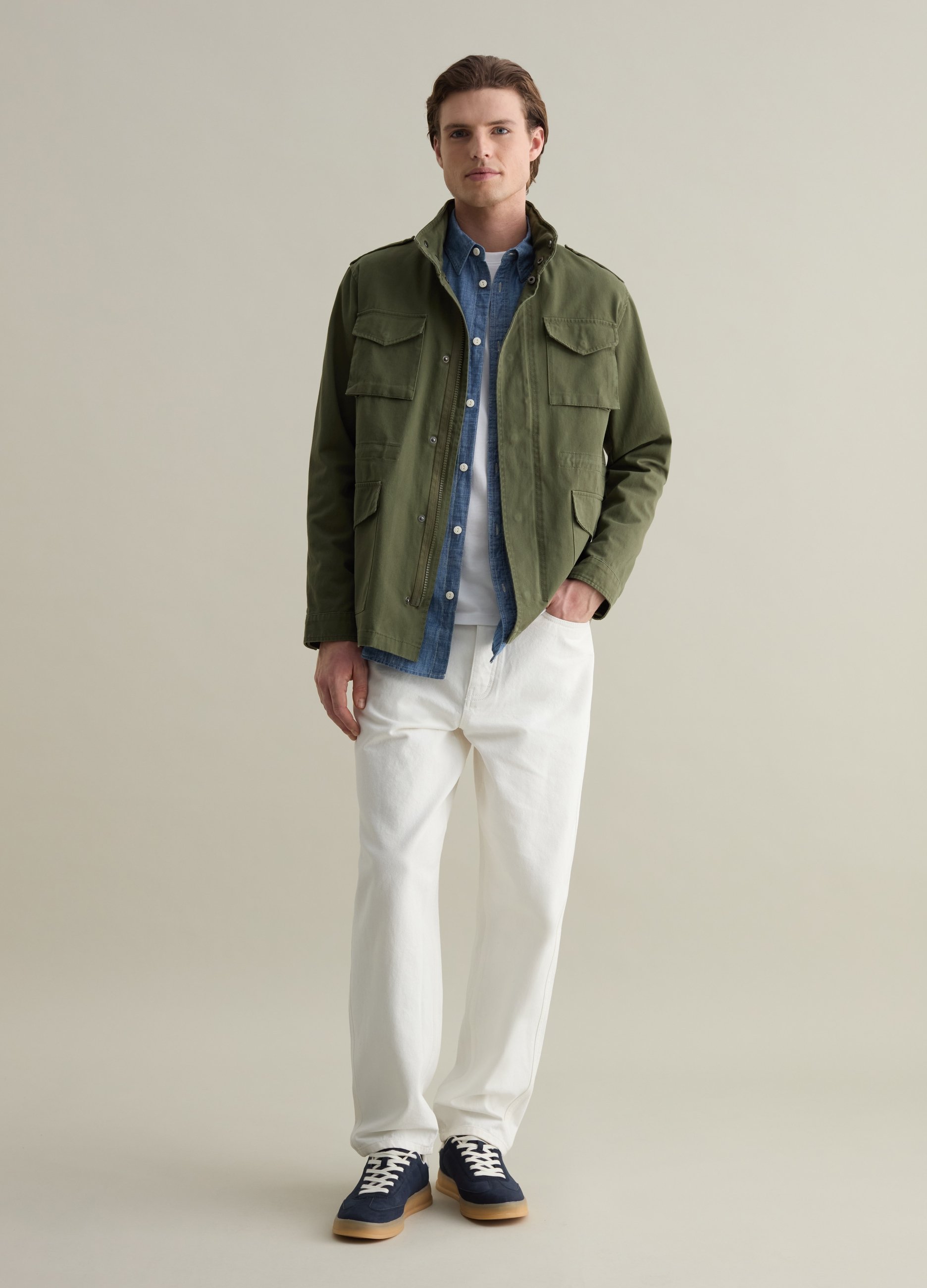 PIOMBO, Chaqueta Sahariana Corta Con Capucha Interior, Hombre, Verde militar, Talla: XL