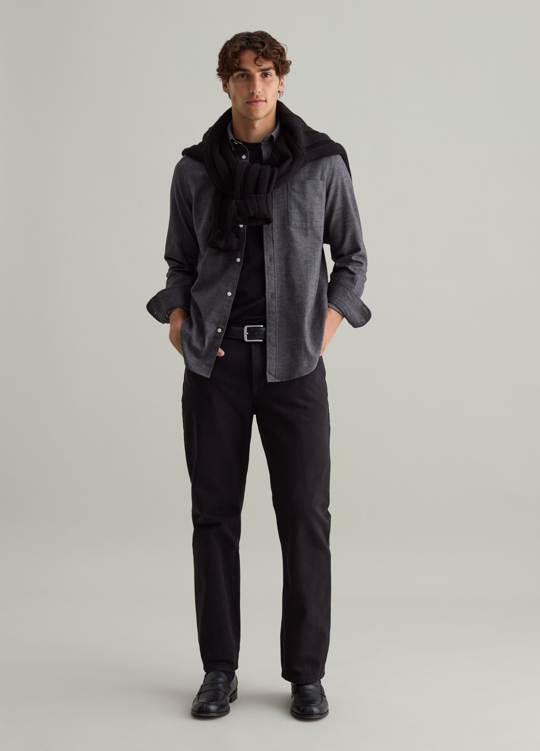 PIOMBO, Camicia In Flanella Melange, Uomo, Grigio, Taglia: S