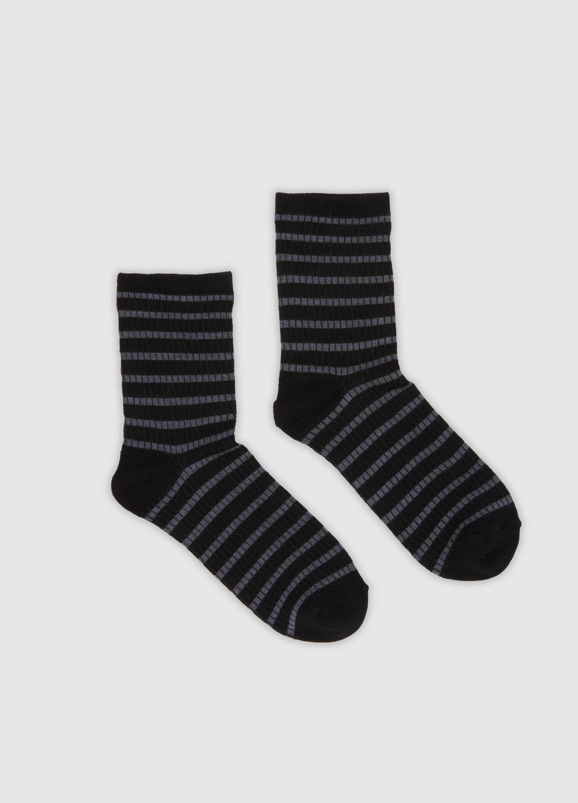 OVS, Calzini Neri In Tessuto Elasticizzato A Righe, Donna, Nero, Taglia: ONE SIZE