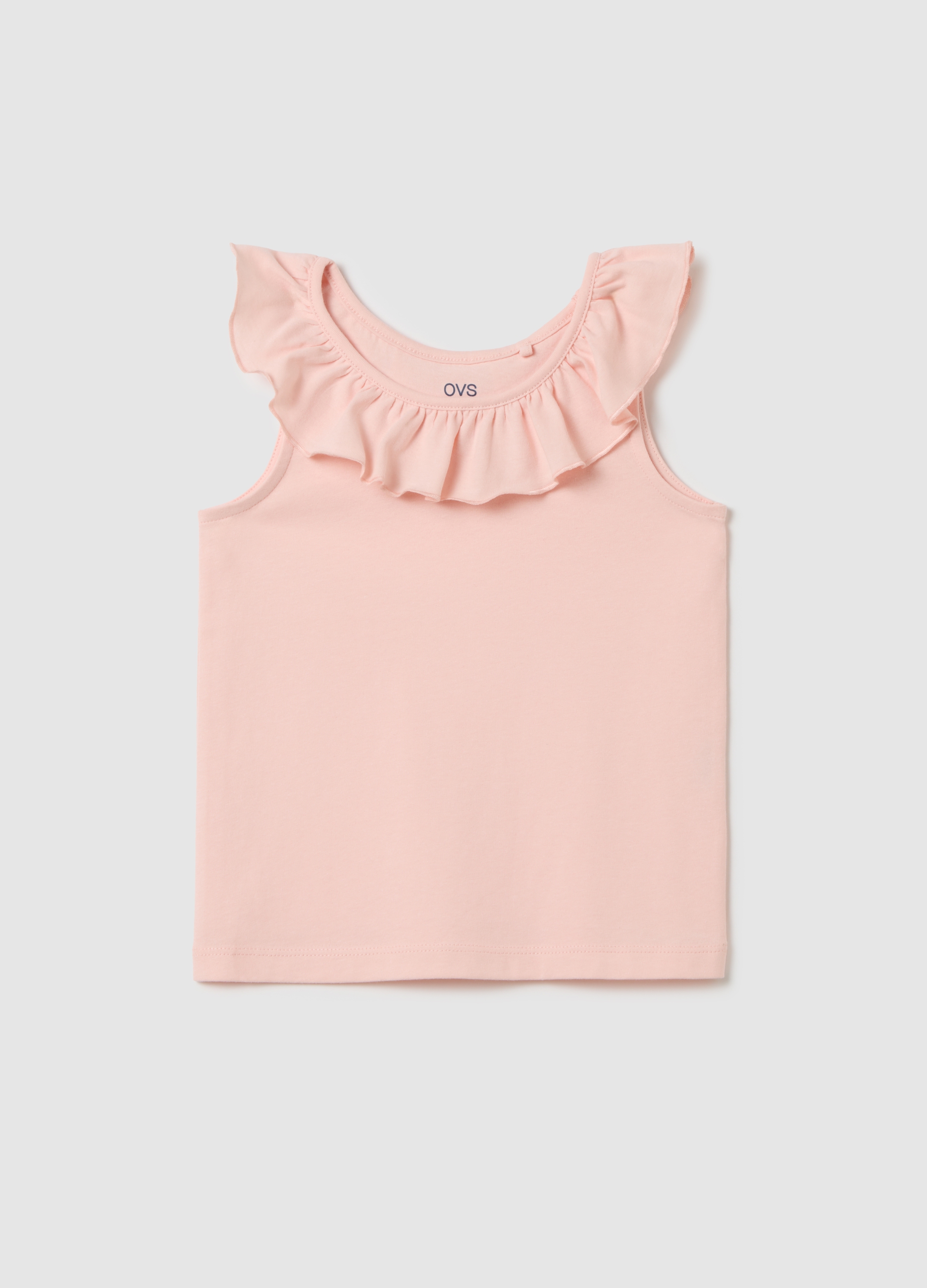 OVS, Top Da Bambina In Puro Cotone Rosa Regular Fit Con Volant, Rosa, Taglia: 5-6
