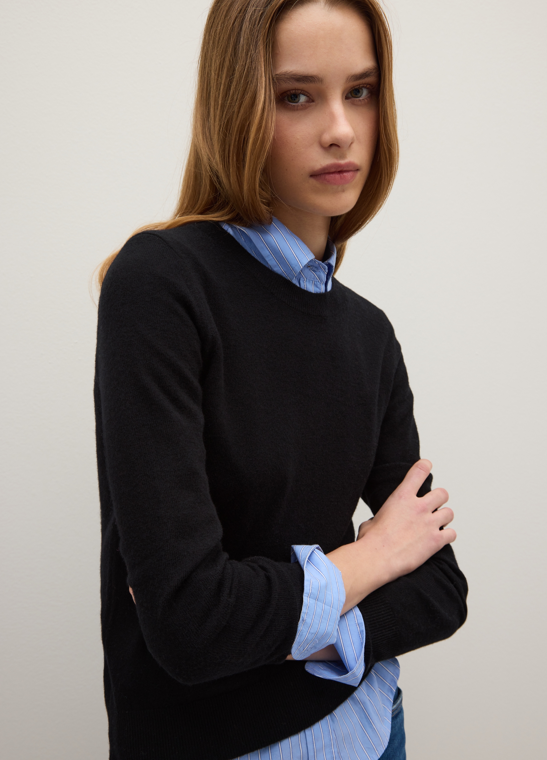 Maglione In Pura Lana Nero Regular Fit, Mujer, Gunmetal, Talla: 42