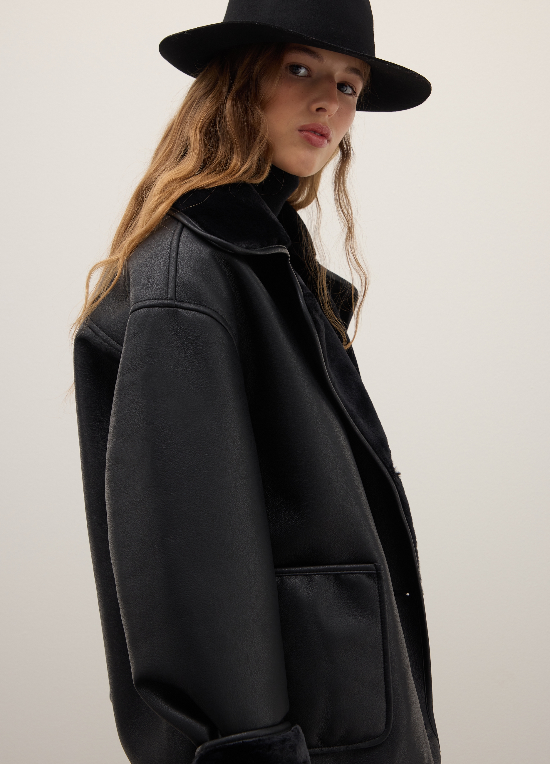 PIOMBO, Giacca Nera Oversize Con Bottoni, Donna, Nero, Taglia: S