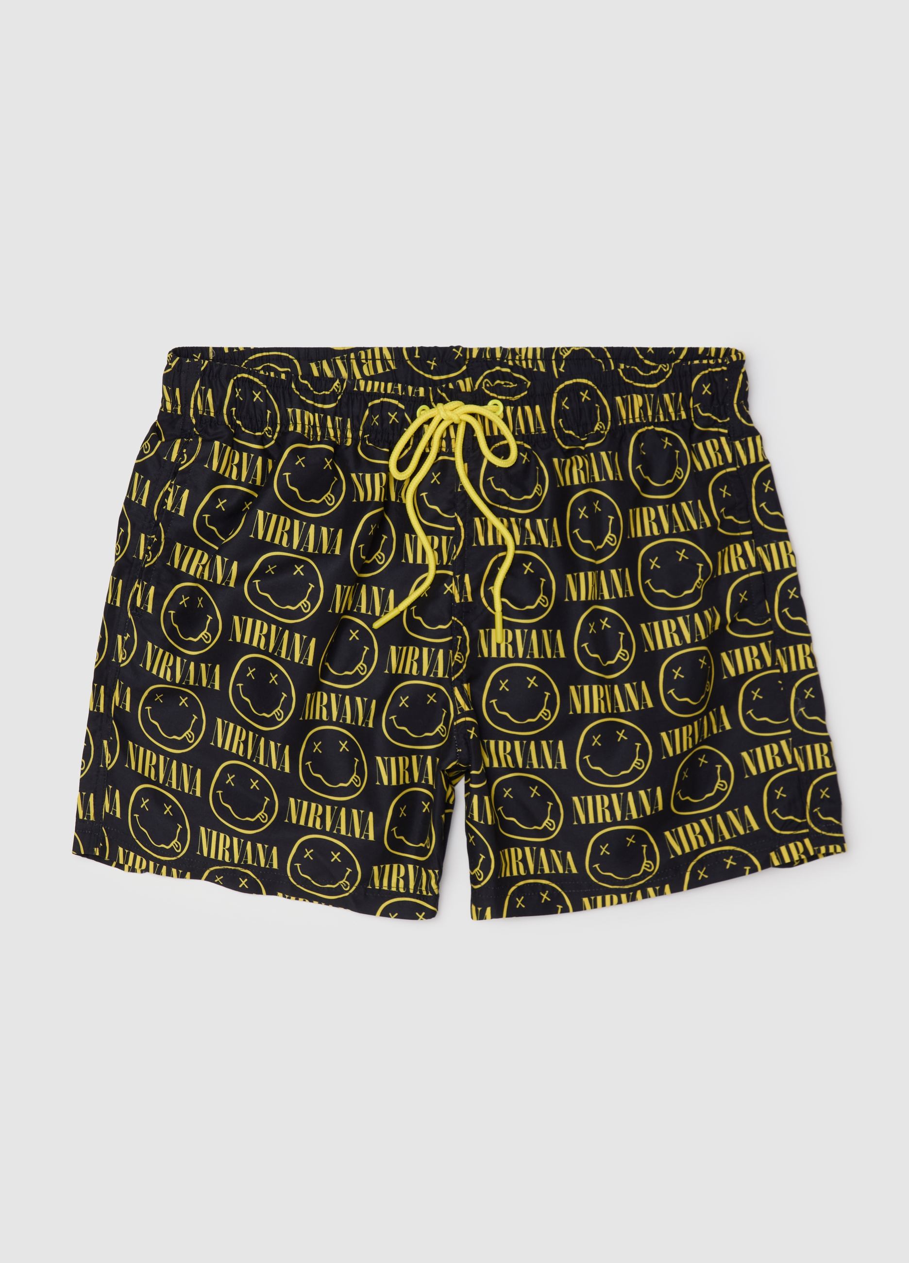 OVS , Boxer Da Mare Nero Con Logo Nirvana, Uomo, Nero, Taglia: S