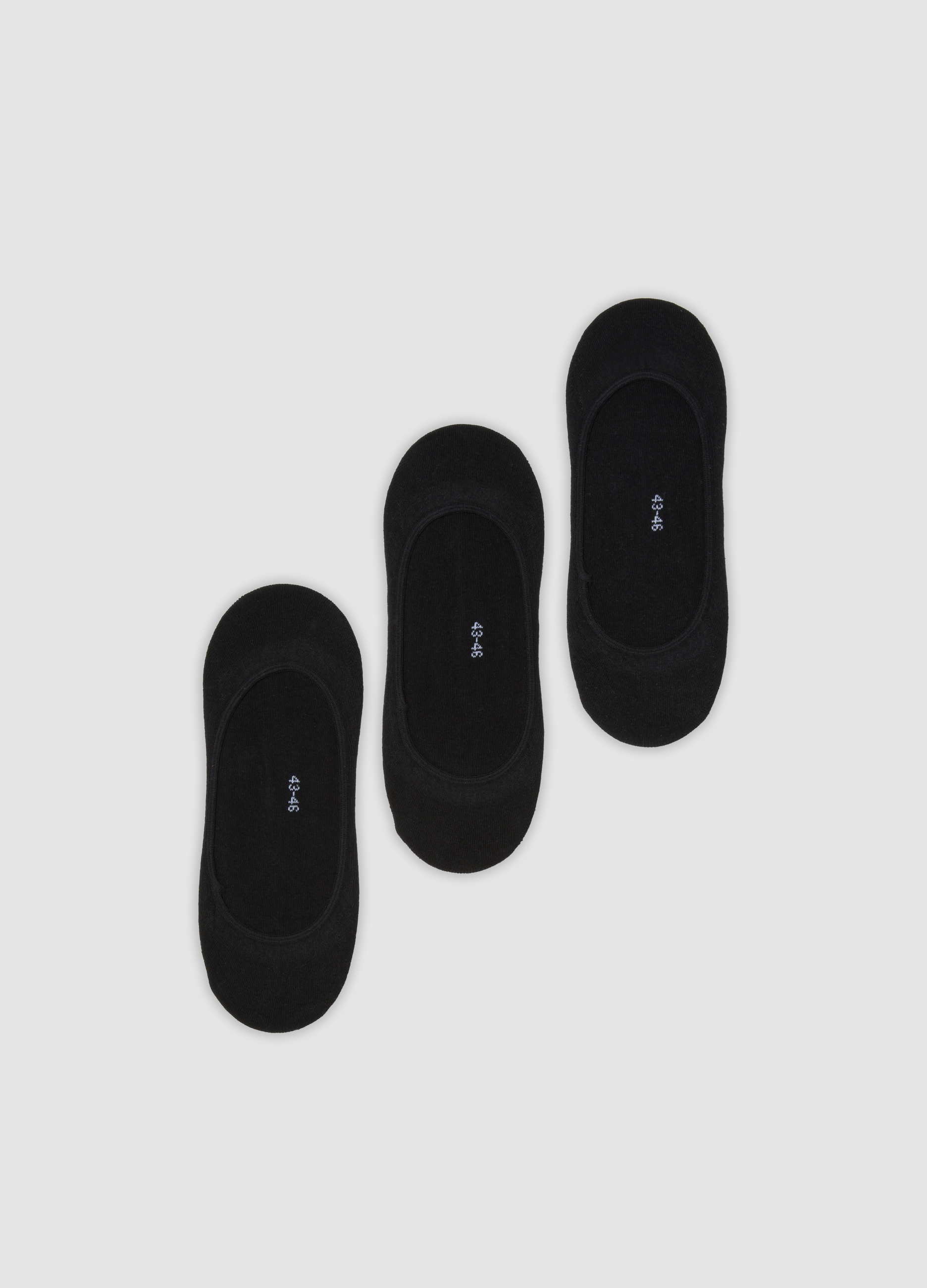 OVS, Tripack Di Fantasmini Neri Sportivi In Cotone Organico Elasticizzato, Uomo, Nero, Taglia: 38-42
