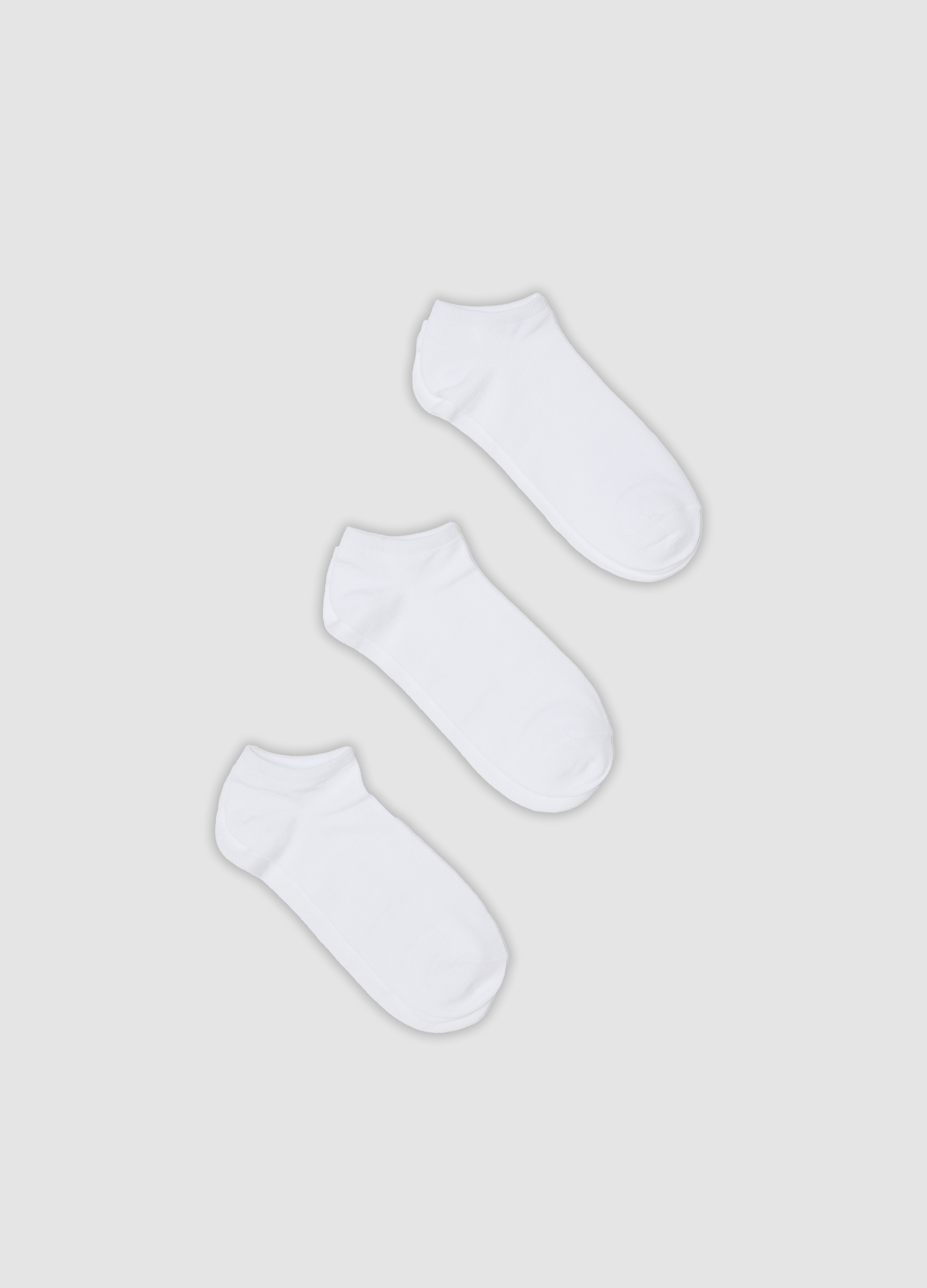 OVS, Tripack Di Calze Sportive Bianche Alla Caviglia In Cotone Organico Elasticizzato, Uomo, Bianco, Taglia: 38-42
