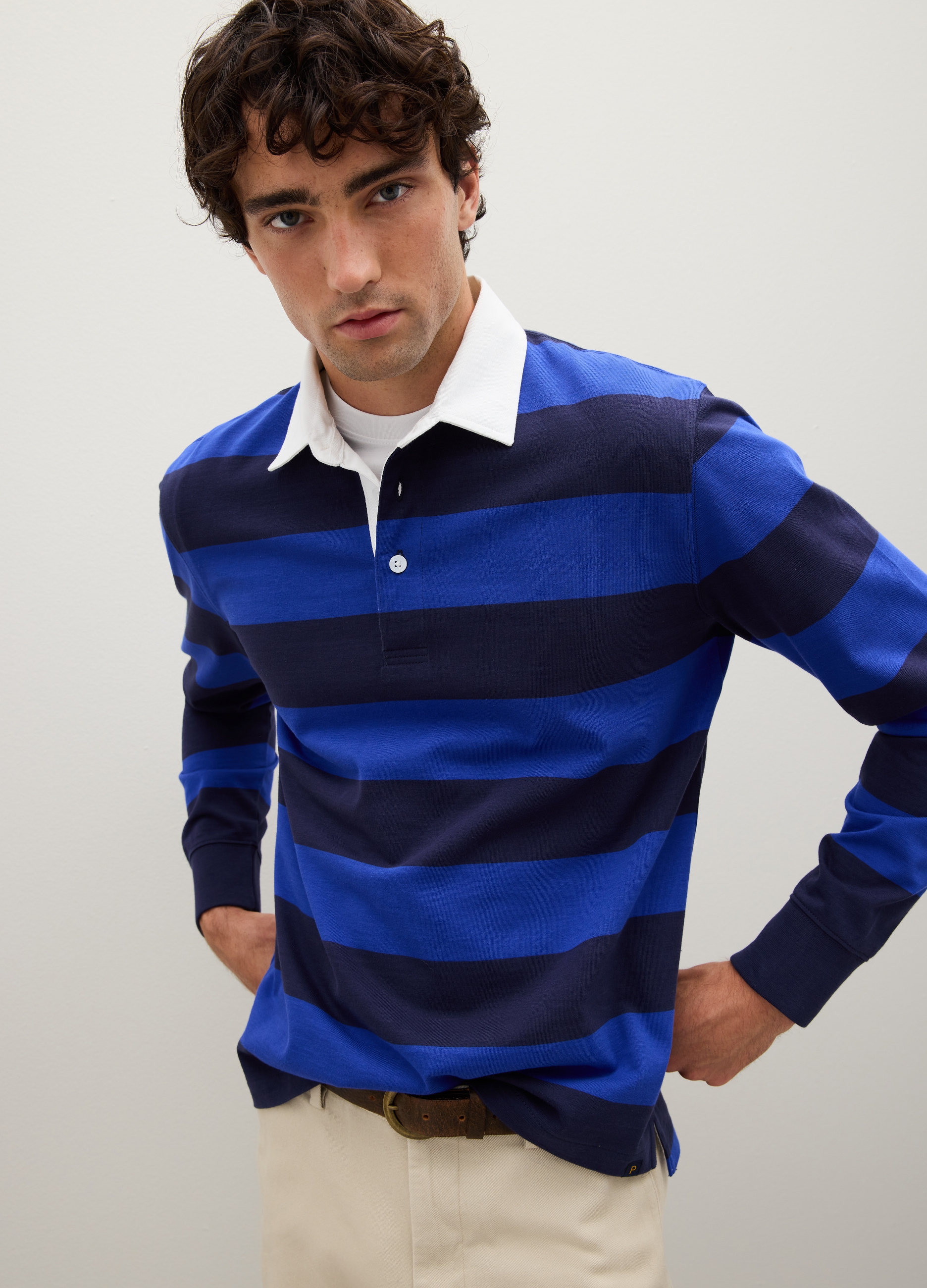 Polo Azul De Algodón Puro Ajuste Regular, Hombre, Azul suave, Talla: XXL