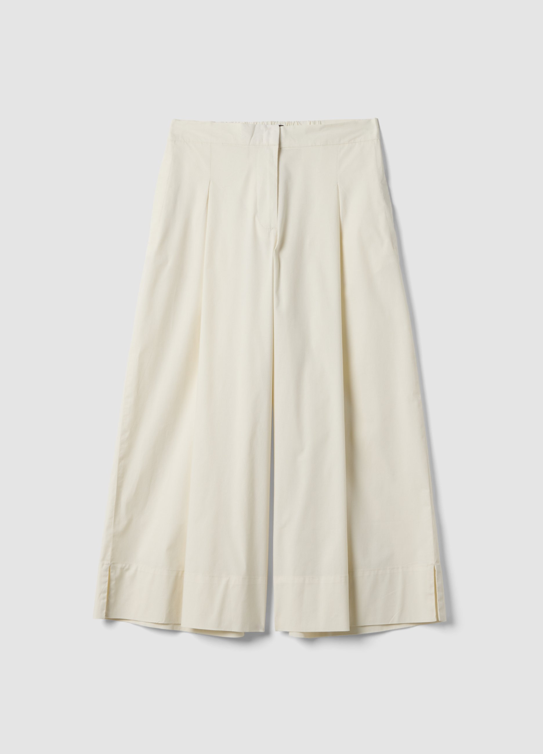 LES COPAINS, Pantalón Palazzo Beige De Algodón Elástico, Mujer, Beige, Talla: 42