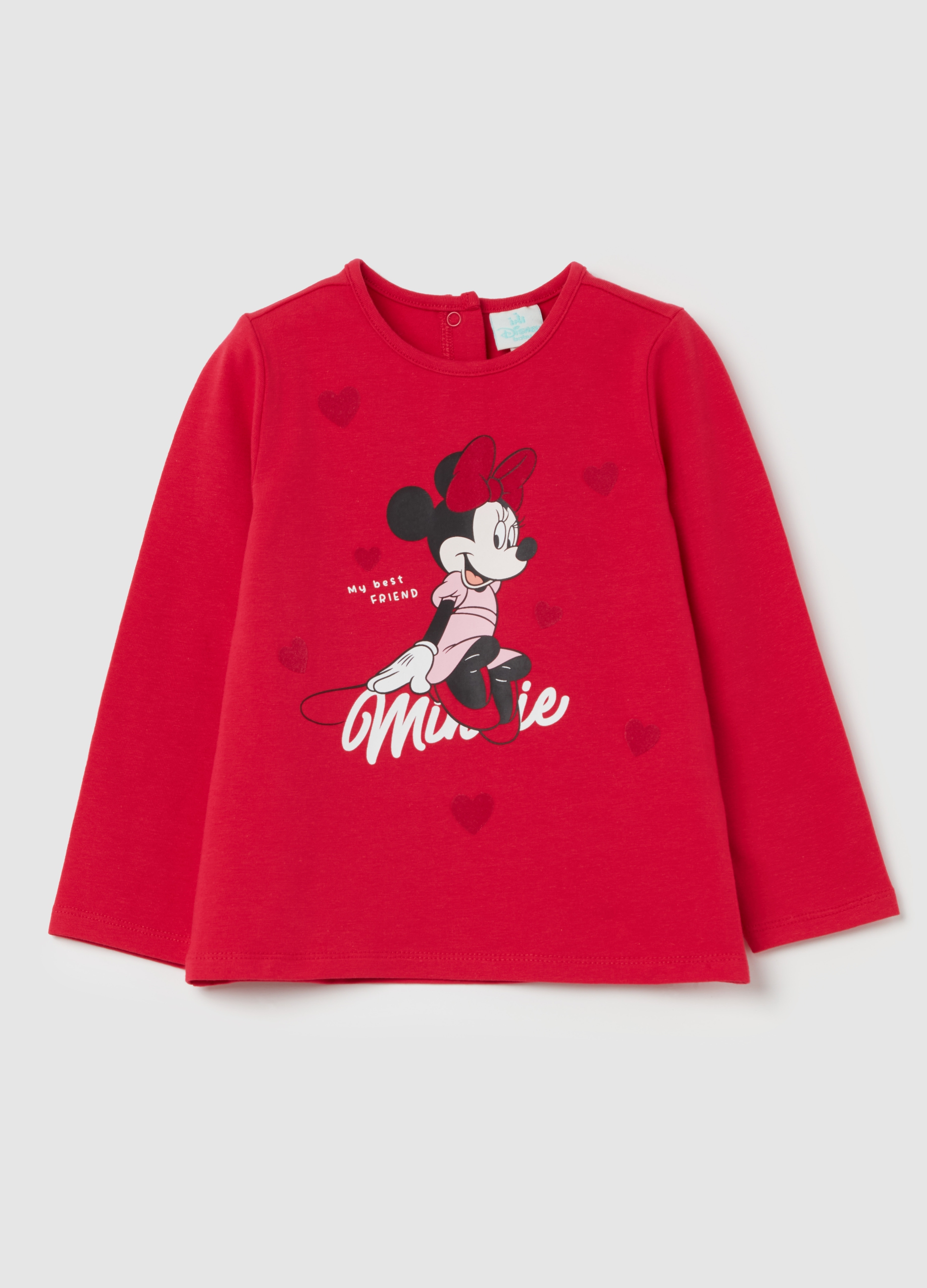 Camiseta De Manga Larga Con Estampado De Minnie, Niña, Rojo, Talla: 9-12