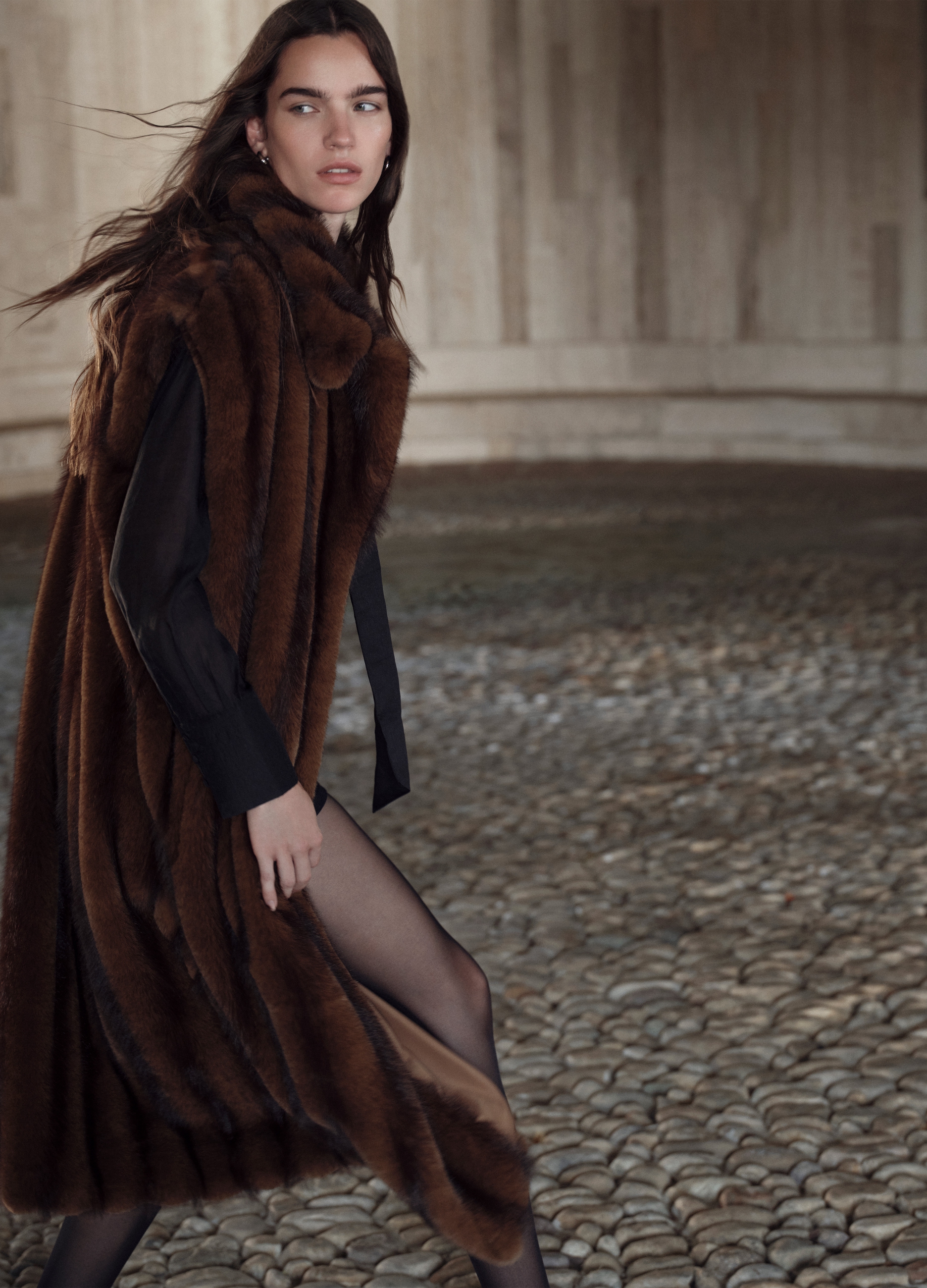 LES COPAINS, Chaqueta Larga Sin Mangas Marrón Ajuste Regular, Mujer, Marrón oscuro, Talla: XS