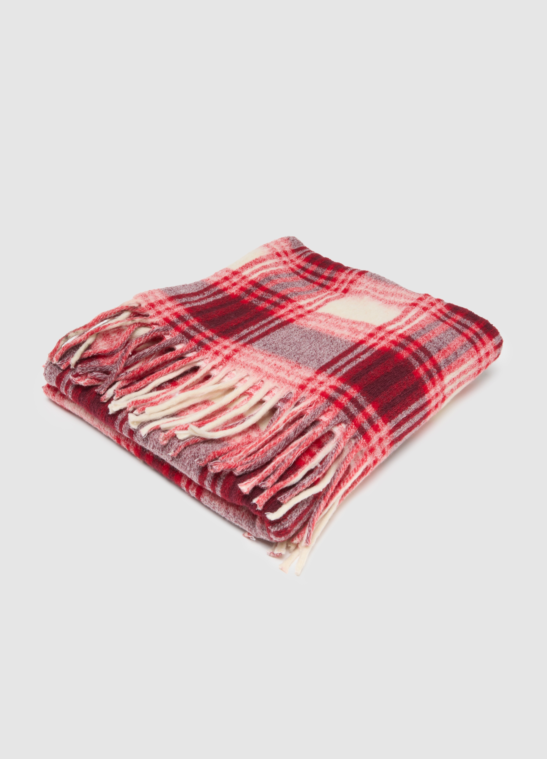 OVS , Coperta In Misto Lana A Quadri Multicolor Con Frange, Donna, Multicolor, Taglia: ONE SIZE