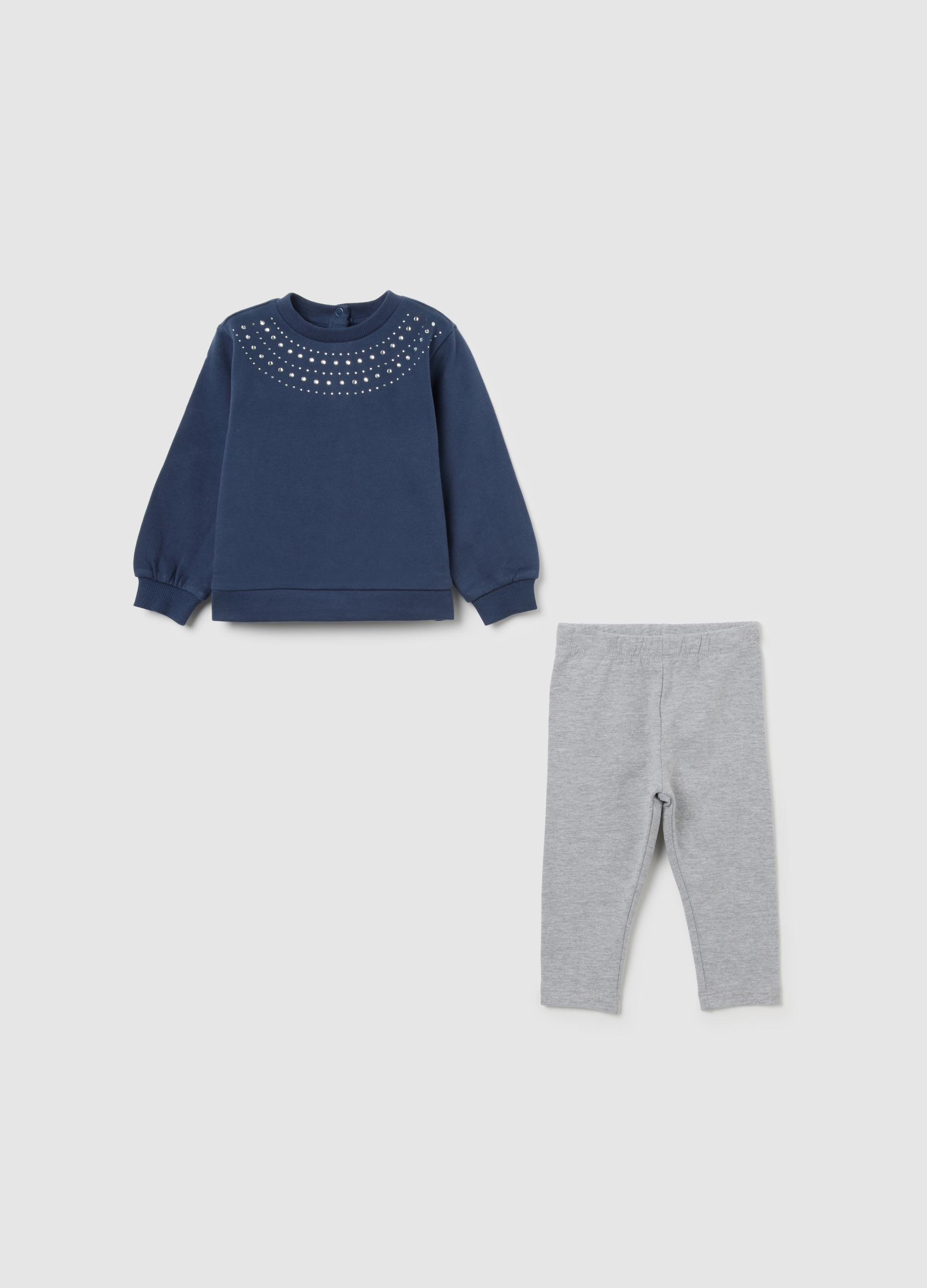 FAGOTTINO, Conjunto Multicolor De Niña En Puro Algodón Con Lentejuelas, Niña, Azul/gris, Talla: 12-18