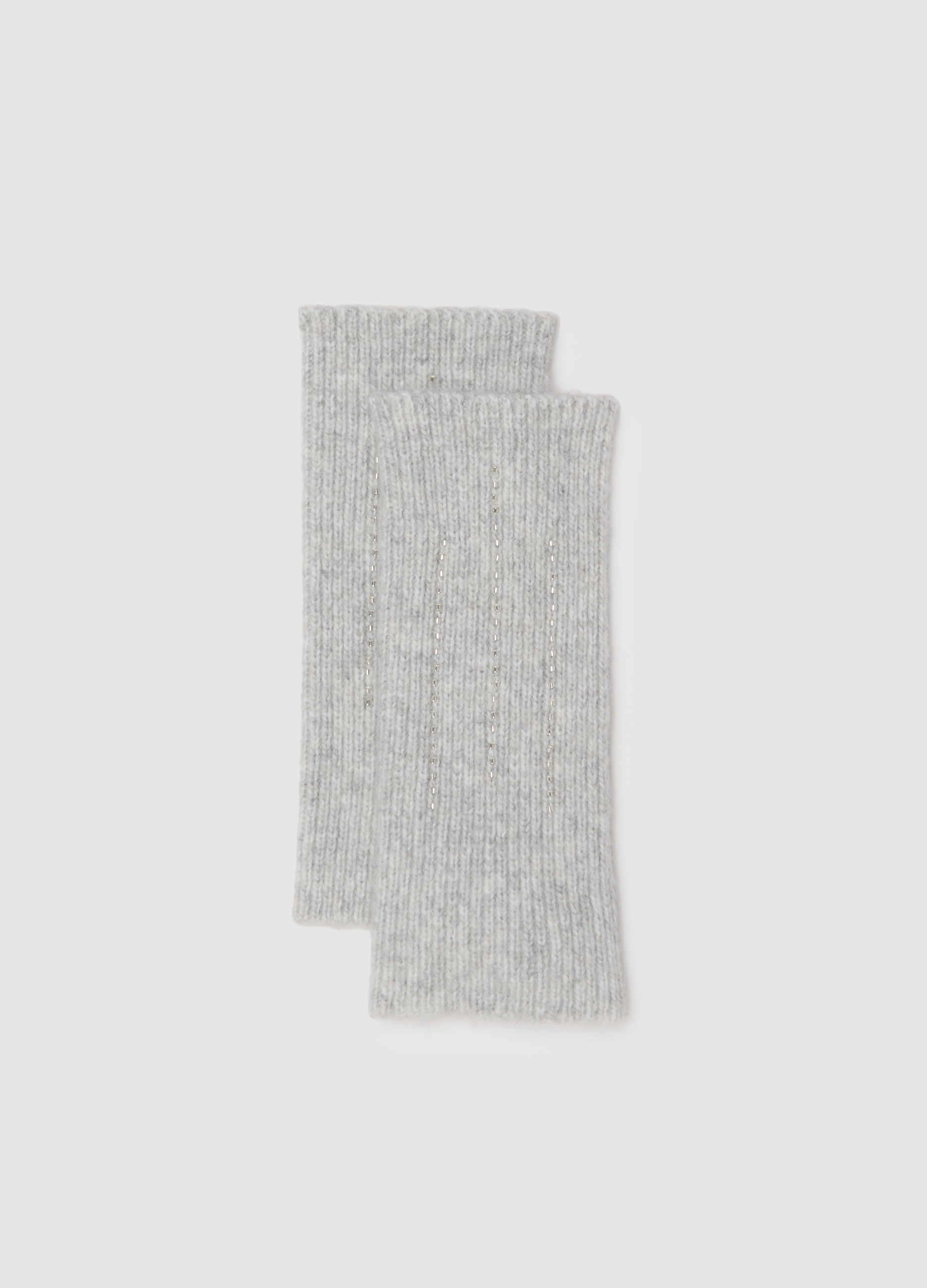 Guanti Beige Senza Dita In Misto Lana, Mujer, Beige, Talla: FASUL