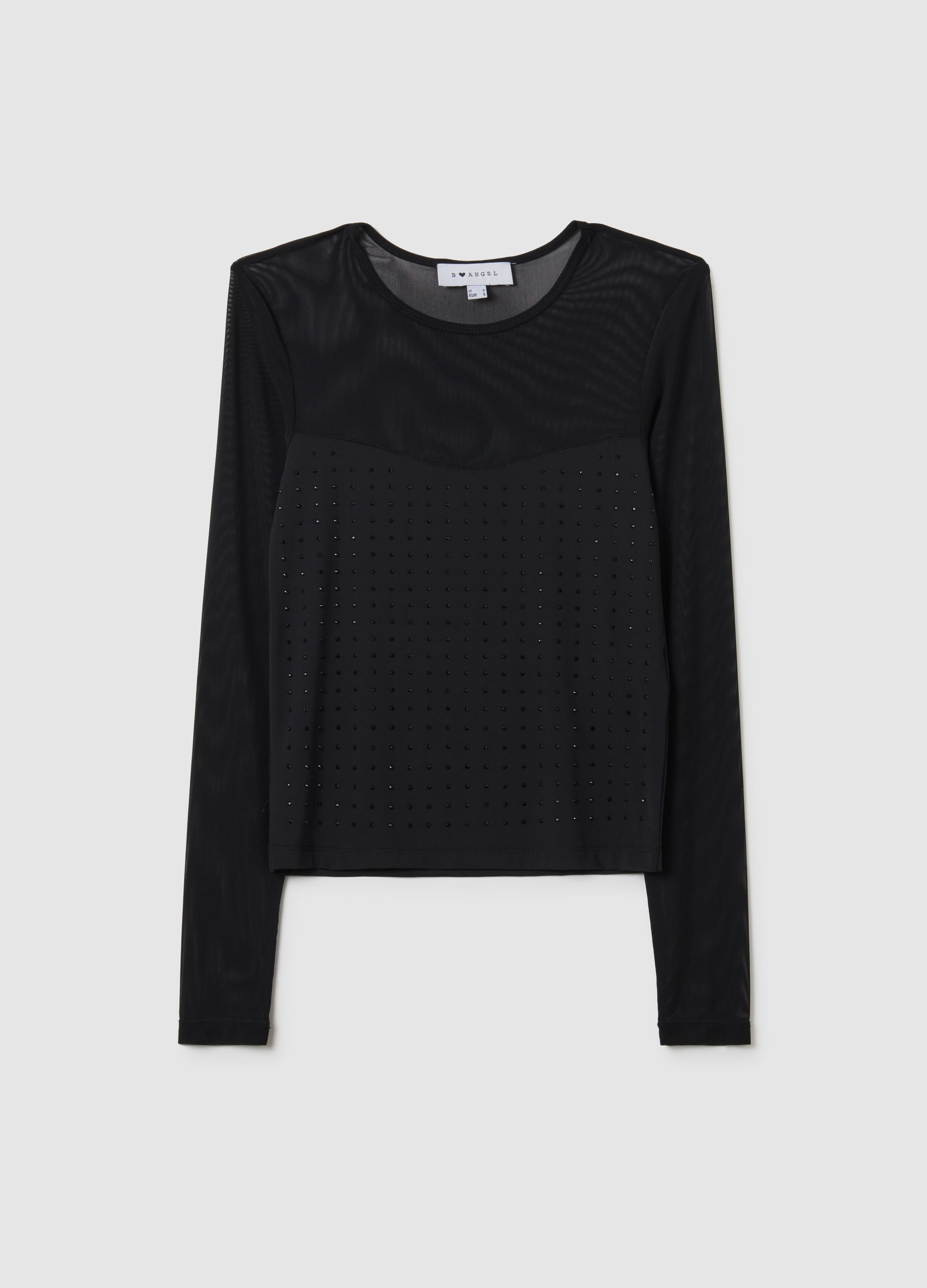 Maglia Nera Regular Fit Con Maniche Lunghe, Mujer, Estampado Negro 1, Talla: XS