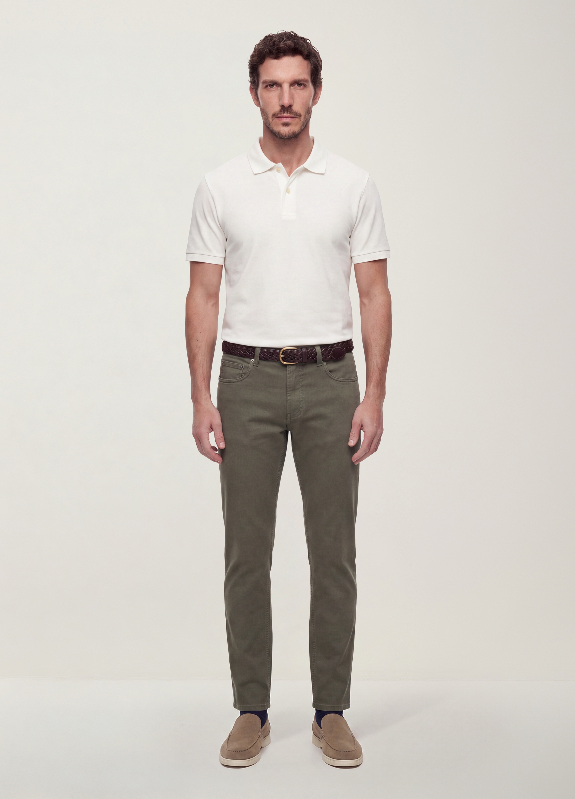 OVS, Pantaloni Verdi In Dobby Di Cotone Elasticizzato Slim Fit, Uomo, Verde, Taglia: 44