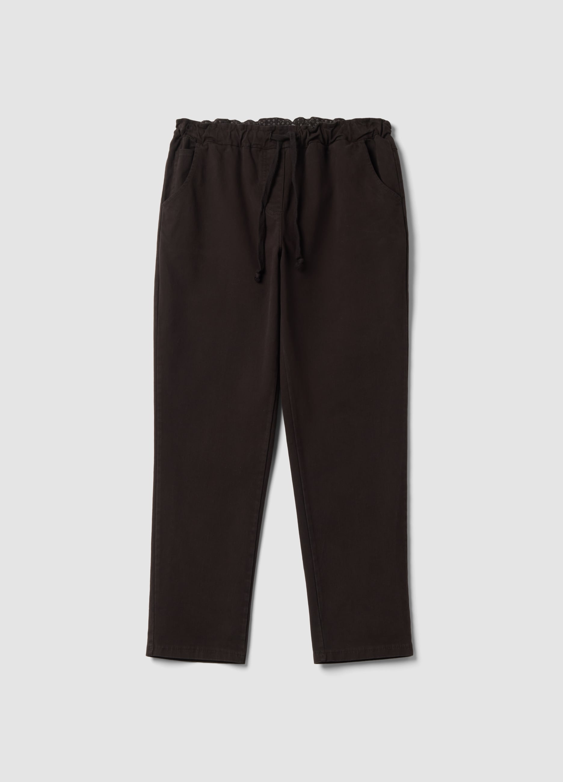 HYBRID, Pantaloni Marroni In Cotone Elasticizzato Regular Fit, Donna, Nero, Taglia: XL