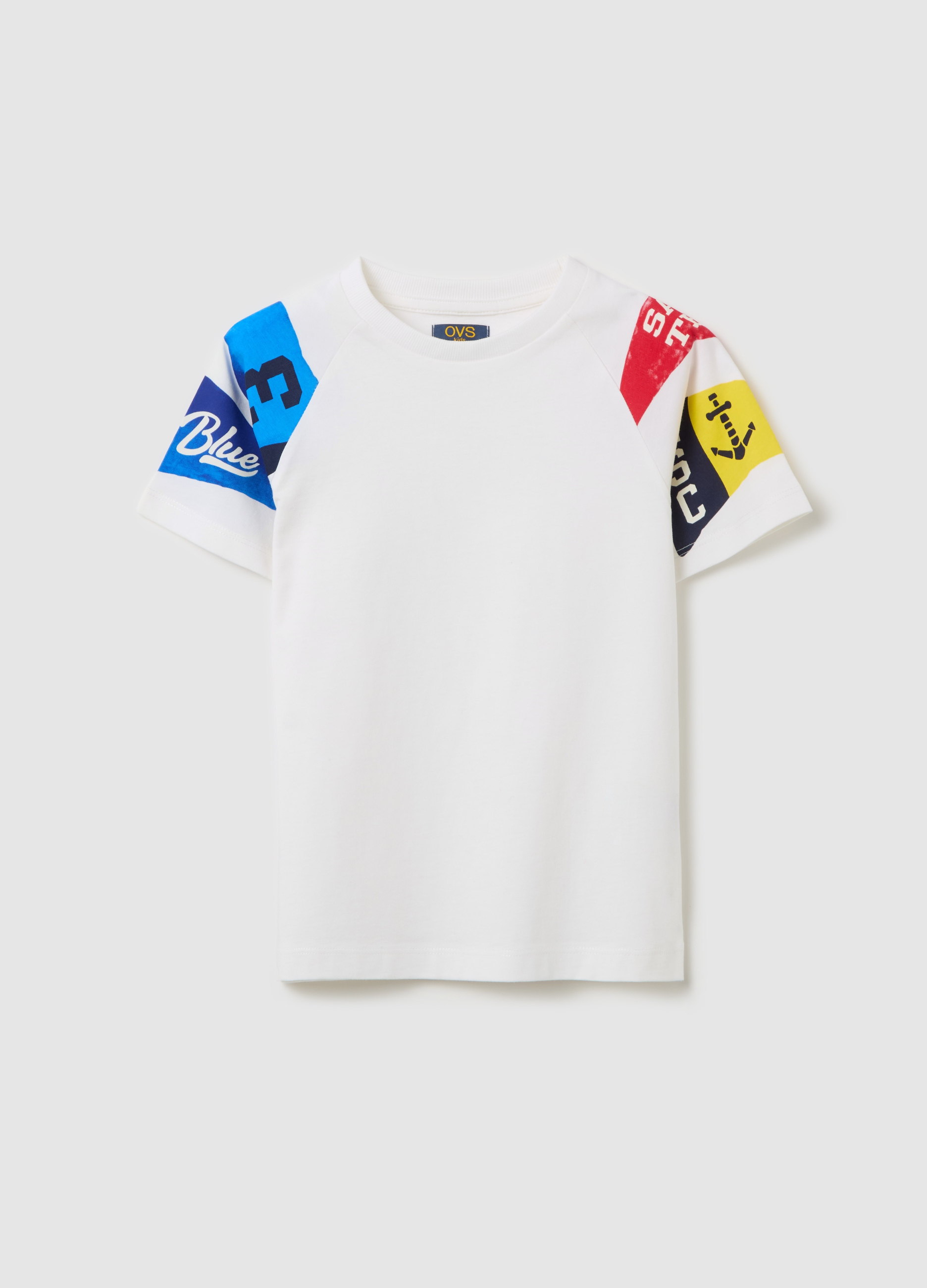 OVS, T-shirt In Cotone Con Stampa Motivo Nautica, Bambino, Bianco, Taglia: 3-4