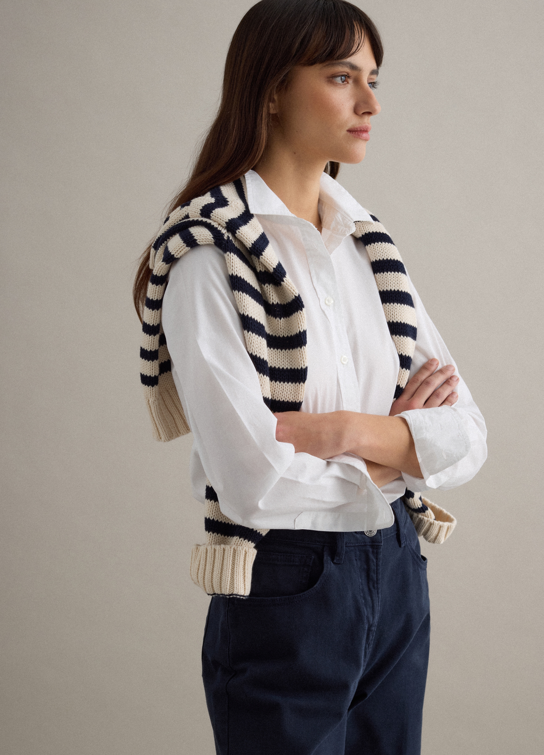 PIOMBO, Camisa Blanca De Algodón Puro Ajuste Regular, Mujer, Blanco óptico, Talla: 40