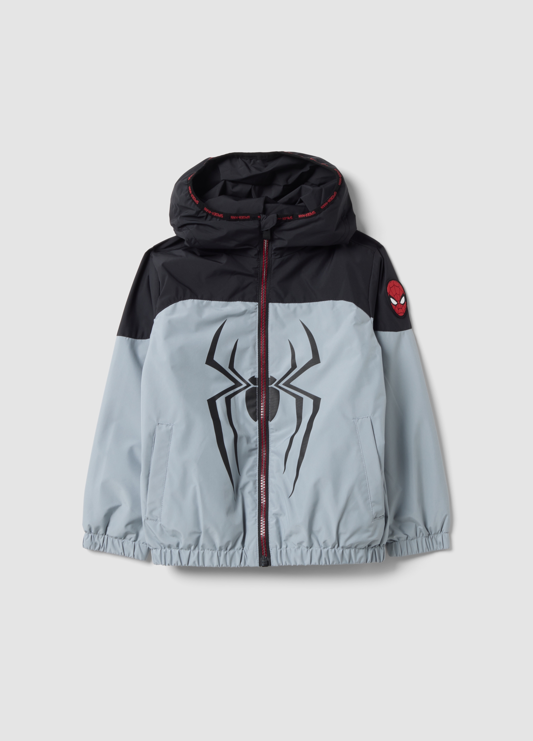 MARVEL, Giacca Antipioggia Grigia Con Cappuccio E Stampe Marvel Spider-man Per Bambino, Grigio, Taglia: 3-4
