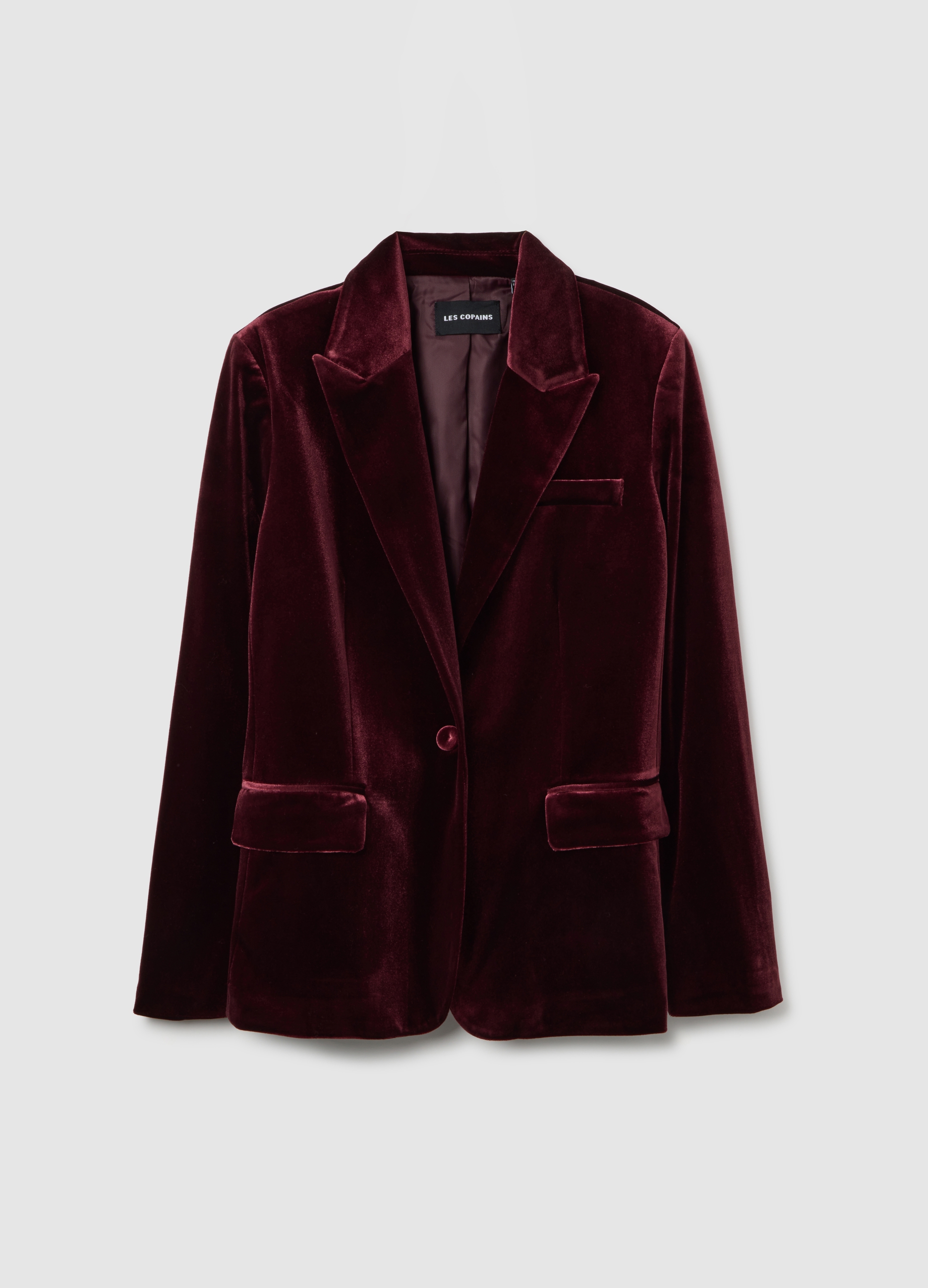 LES COPAINS, Blazer In Velluto Rosso Slim Fit, Mujer, Rojo Oscuro, Talla: 40