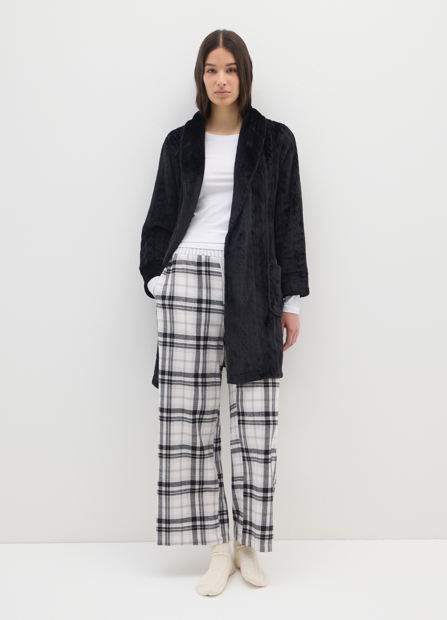 OVS, Vestaglia Nera Con Maniche Lunghe E Cinturino Regolabile, Donna, Nero, Taglia: M