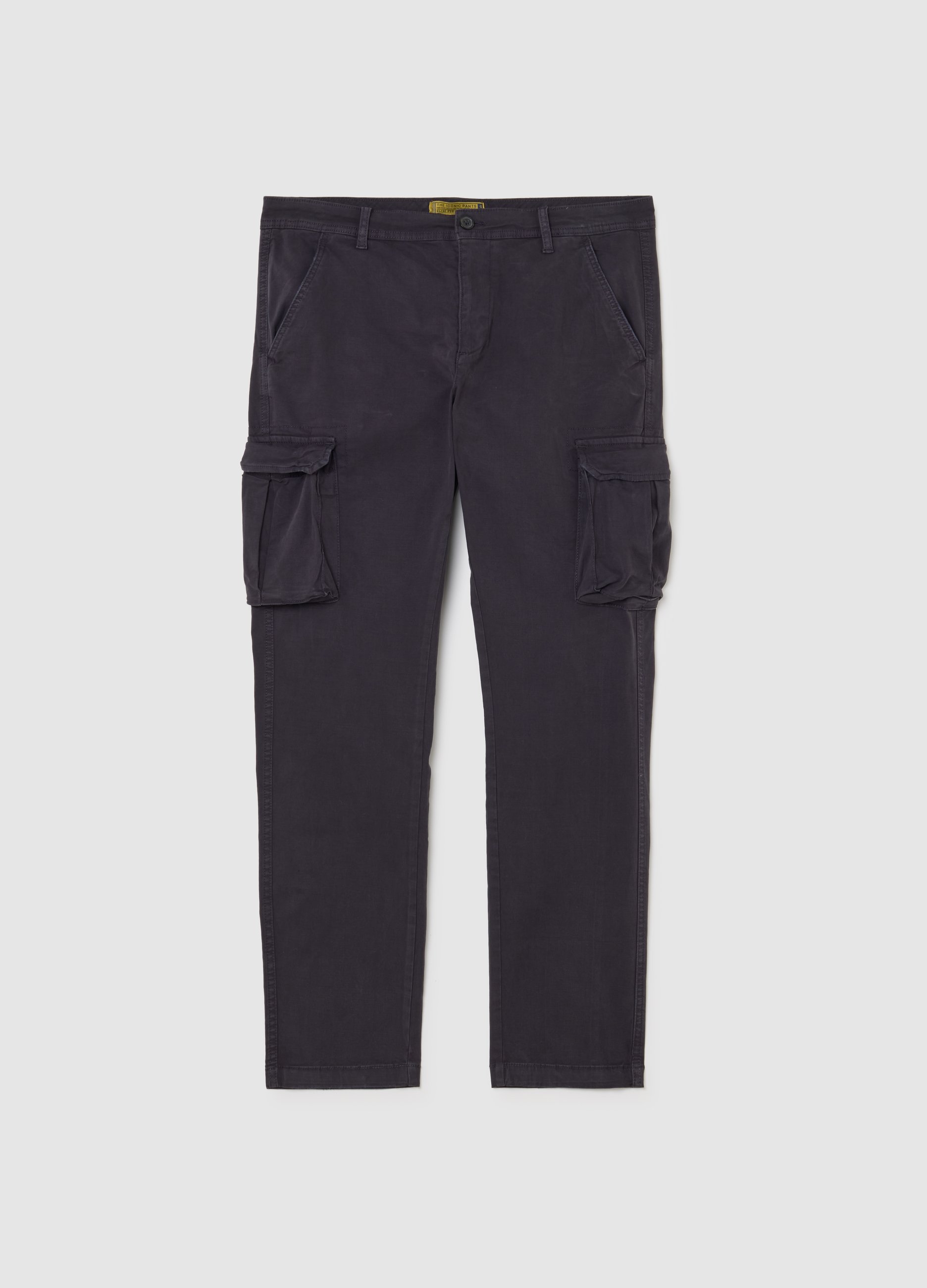 Pantalones Cargo Azules De Algodón Elástico Ajustados, Hombre, Azul oscuro, Talla: 50