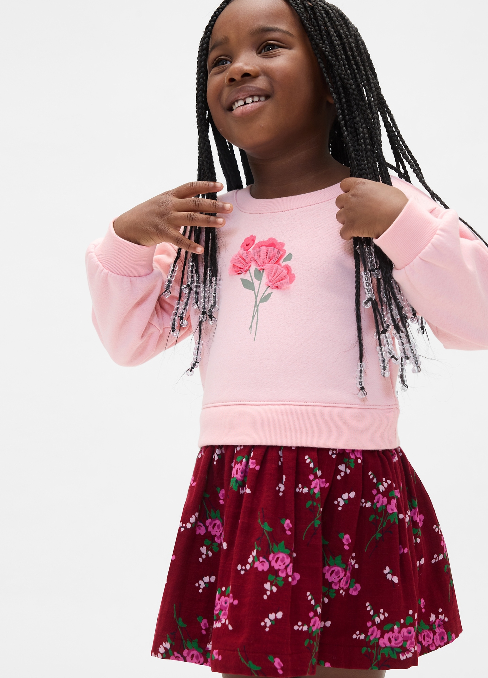 GAP KIDS, Vestito In Cotone Con Fiori, Unisex, Rosa, Taglia: 12-18M/74-79