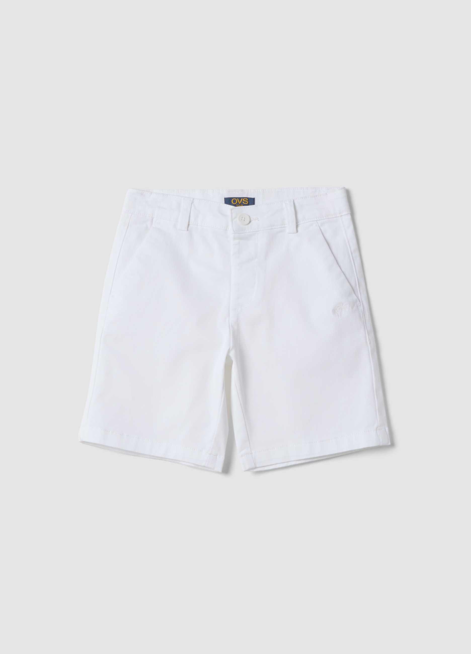 OVS KIDS, Bermuda Chino Blanco Para Niño En Algodón Elástico, Corte Regular, Niño, Blanco, Talla: 8-9
