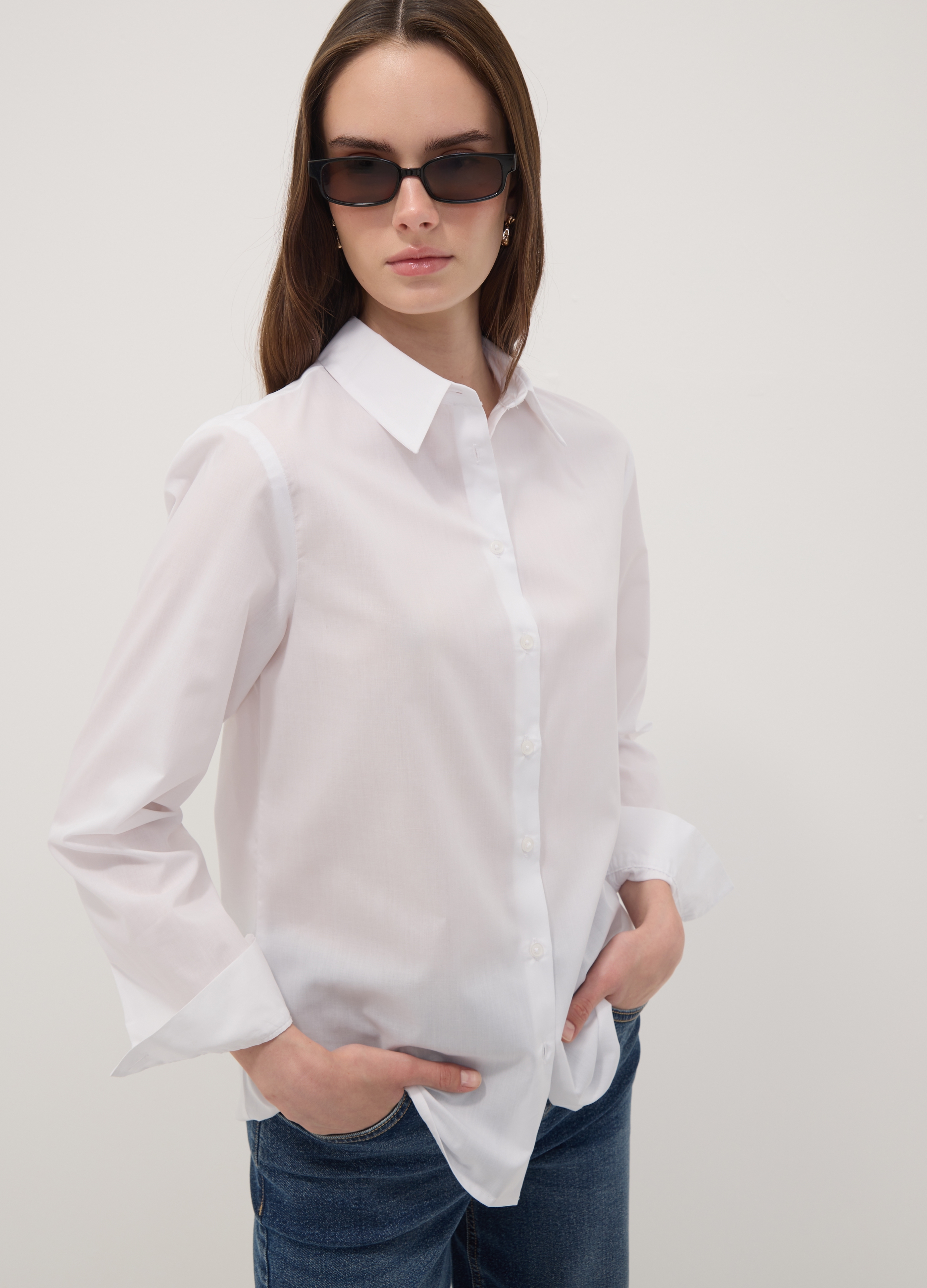 OVS, Camicia Bianca A Maniche Lunghe Slim Fit, Donna, Bianco, Taglia: 42