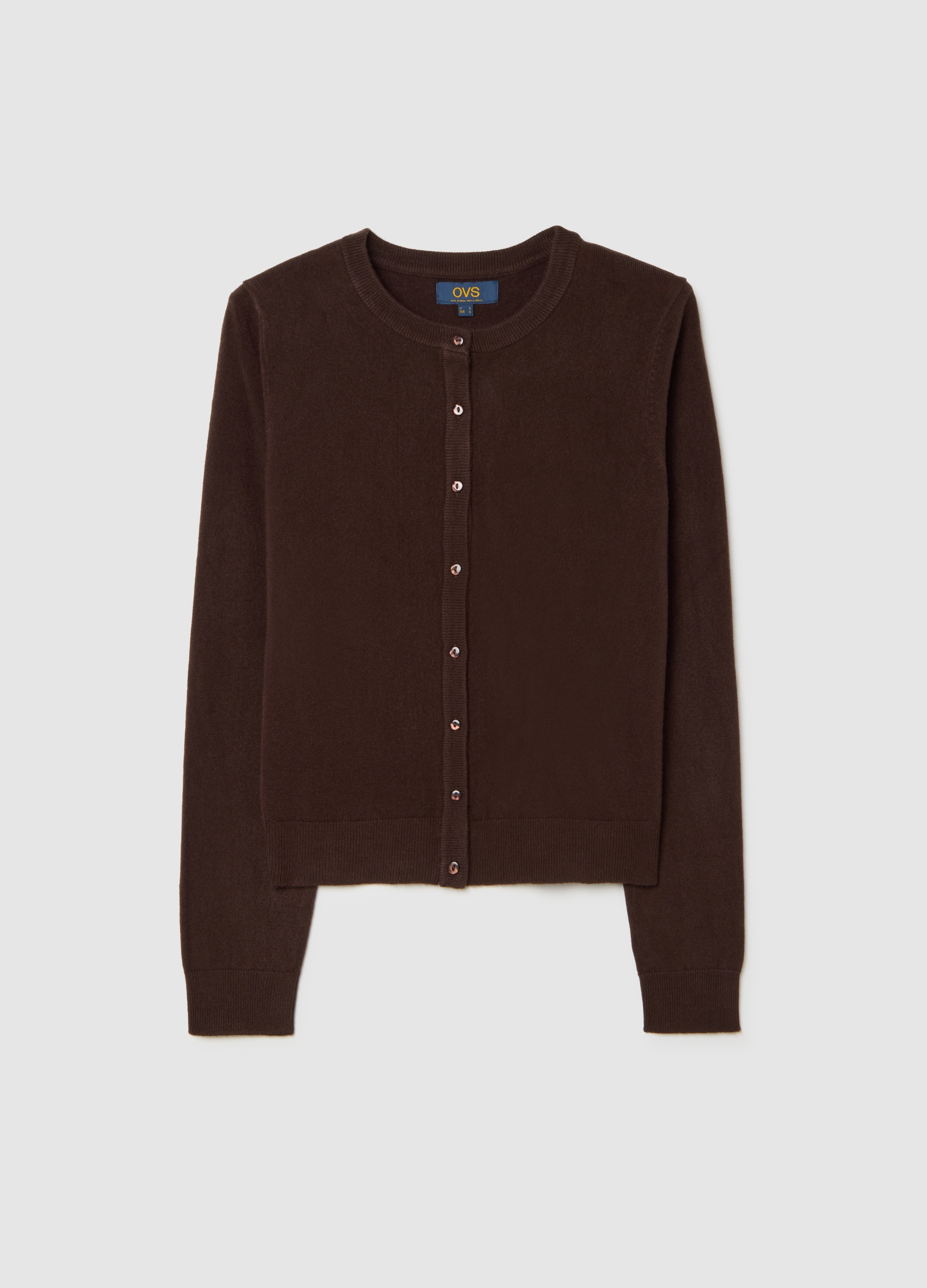 Cardigan Marrone In Misto Tessuto, Mujer, Marrón, Talla: 36