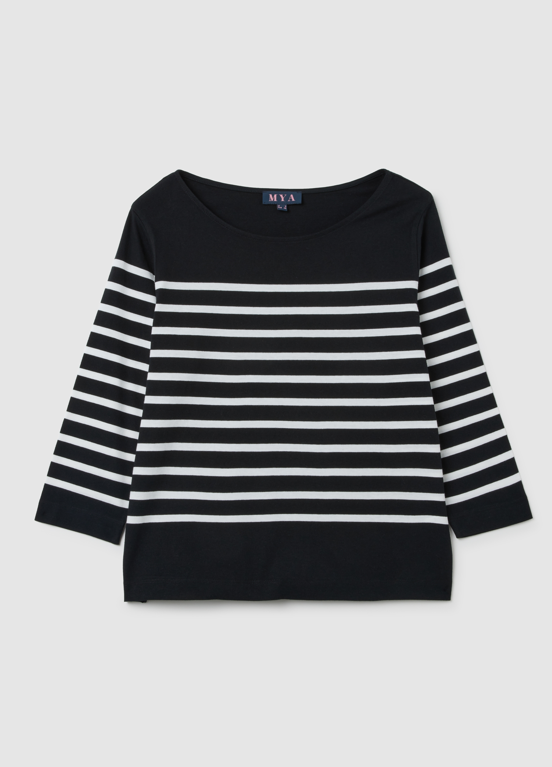 Jersey Multicolor De Puro Algodón, Ajuste Regular, Mujer, Negro/Blanco, Talla: XXL