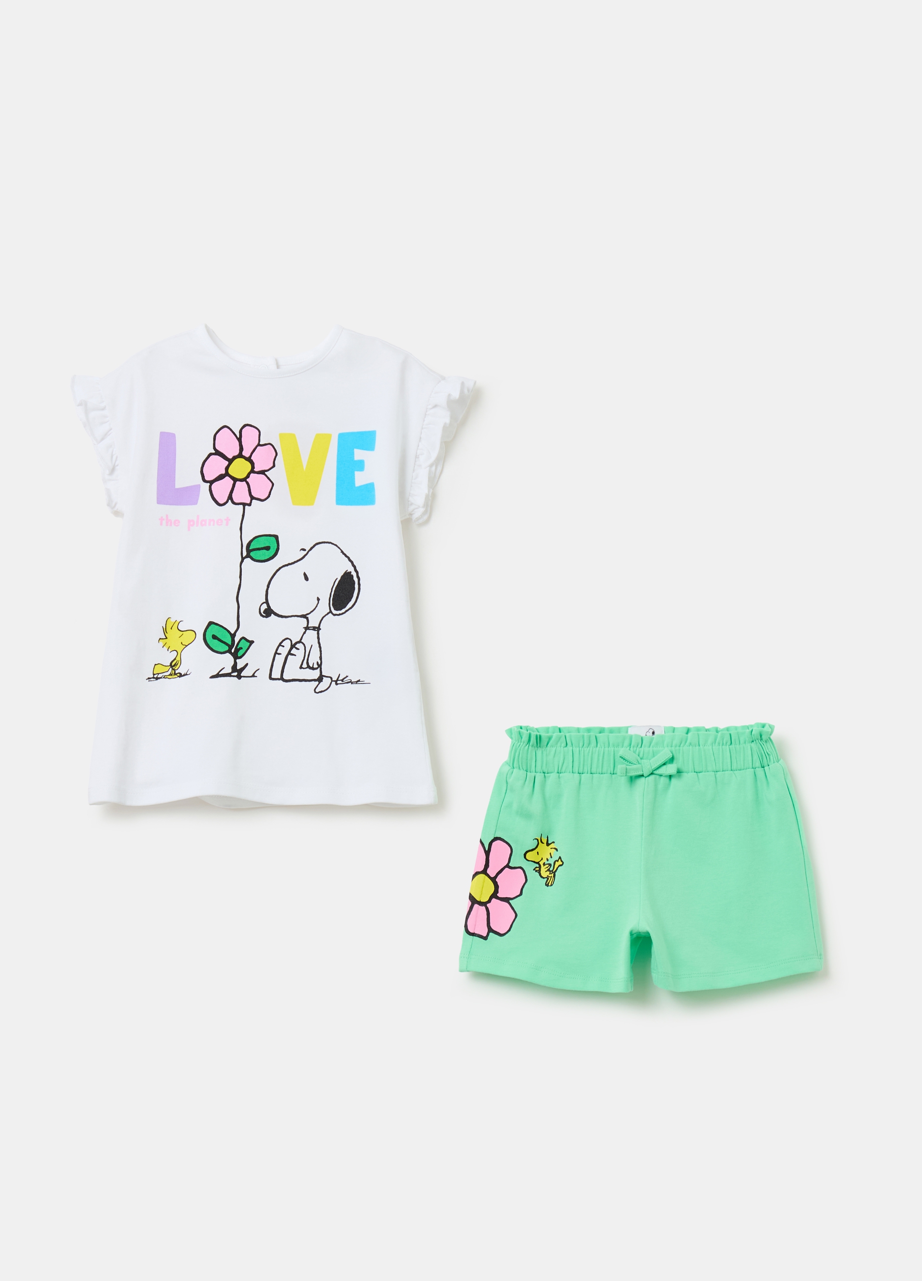 SNOOPY, Jogging Set Con Rouche E Stampa Snoopy, Bambina, Multicolor, Taglia: 18-24