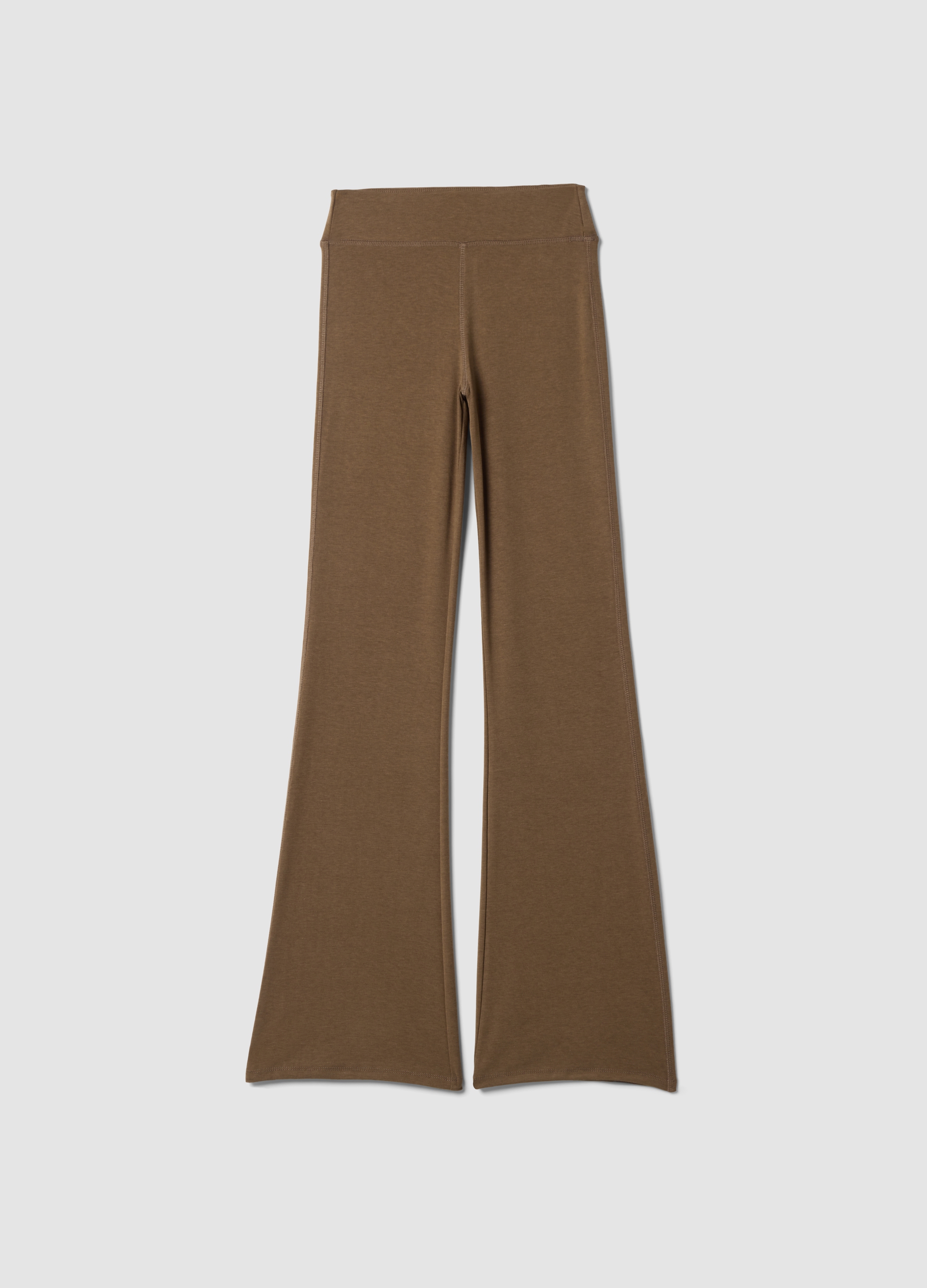 OVS, Leggings Marroni Flare Fit In Viscosa Jersey Elasticizzata, Donna, Marrone, Taglia: L
