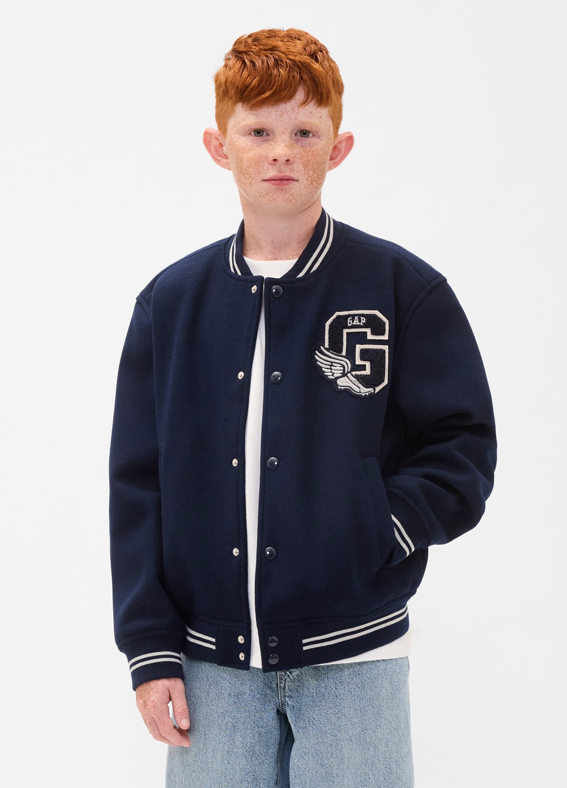 GAP KIDS, Bomber Con Dettagli A Contrasto, Bambino, Blu, Taglia: S/114-130