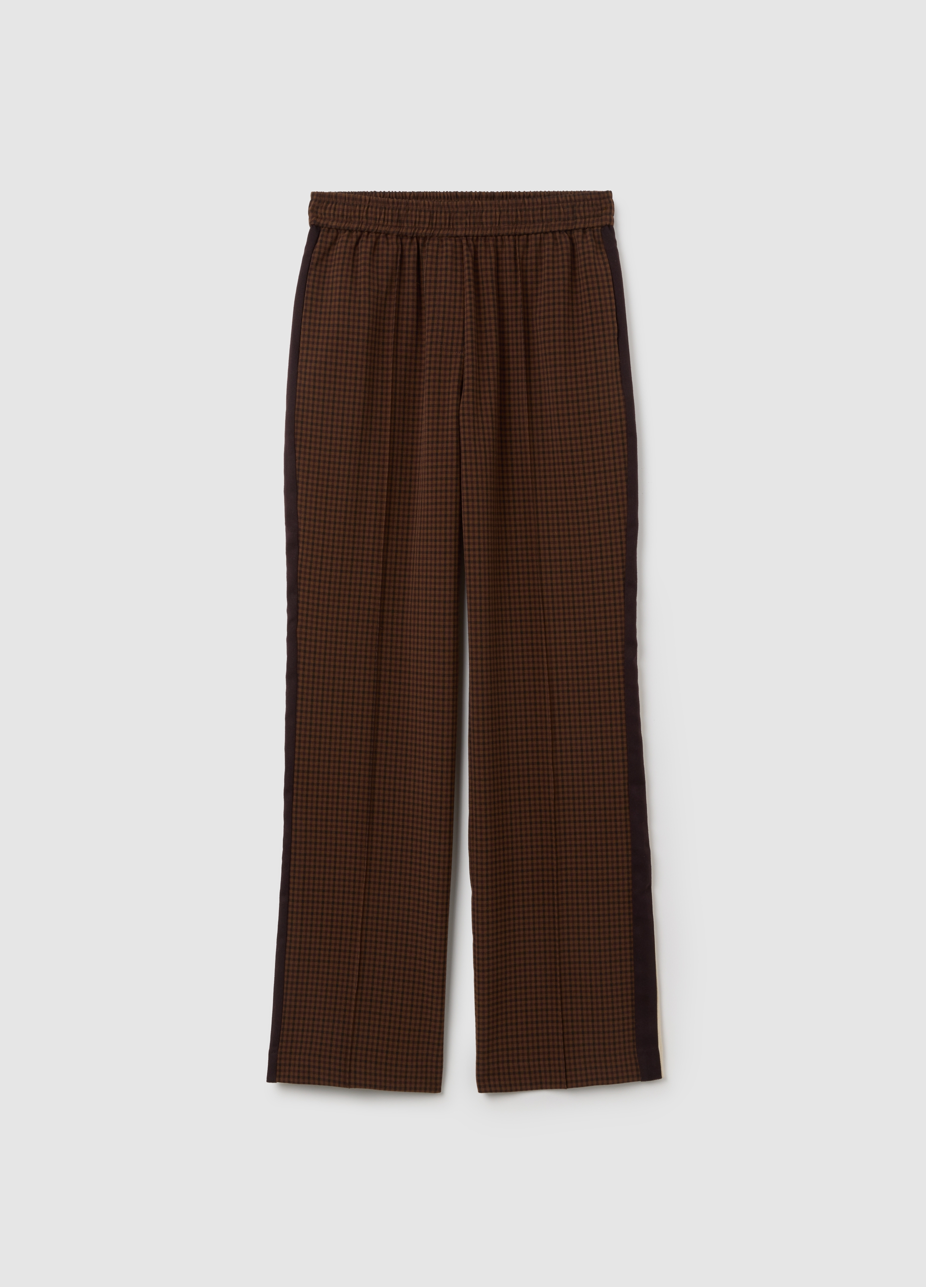 OVS, Pantaloni A Quadri Marroni Regular Fit, Mujer, Negro/Marrón, Talla: 36