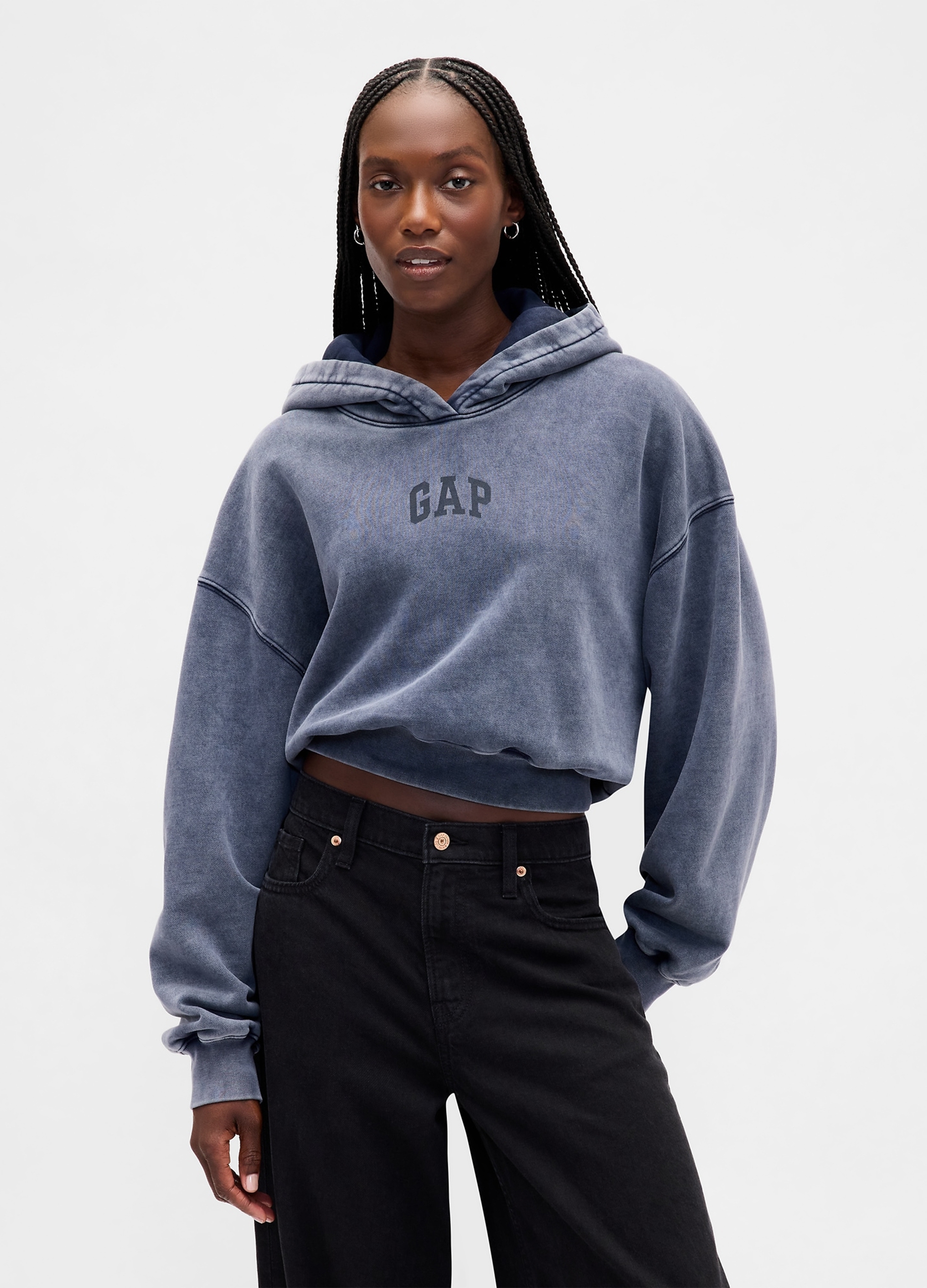 GAP, Felpa Con Cappuccio, Donna, Blu, Taglia: L