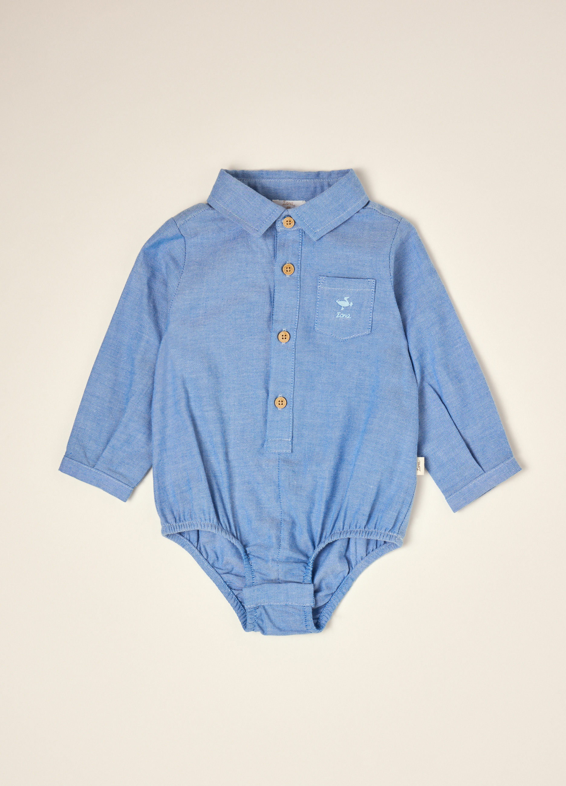 IANA, Body Camicia Azzurro In Puro Cotone Con Colletto Classico, Neonato, Azzurro, Taglia: 3