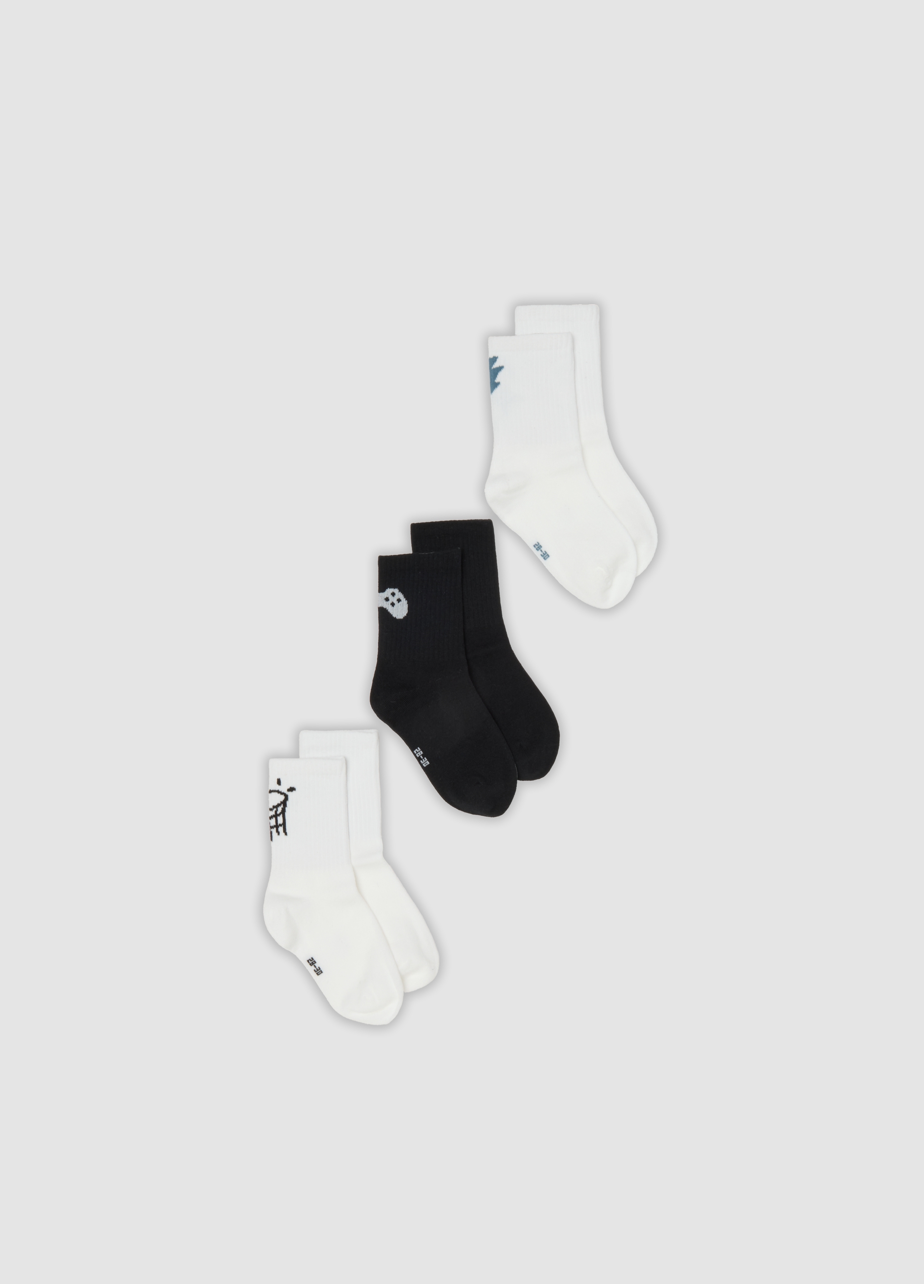 OVS KIDS, Tripack Di Calze Corte Multicolor In Cotone Organico Elasticizzato Per Bambino, Multicolor, Taglia: 40/42