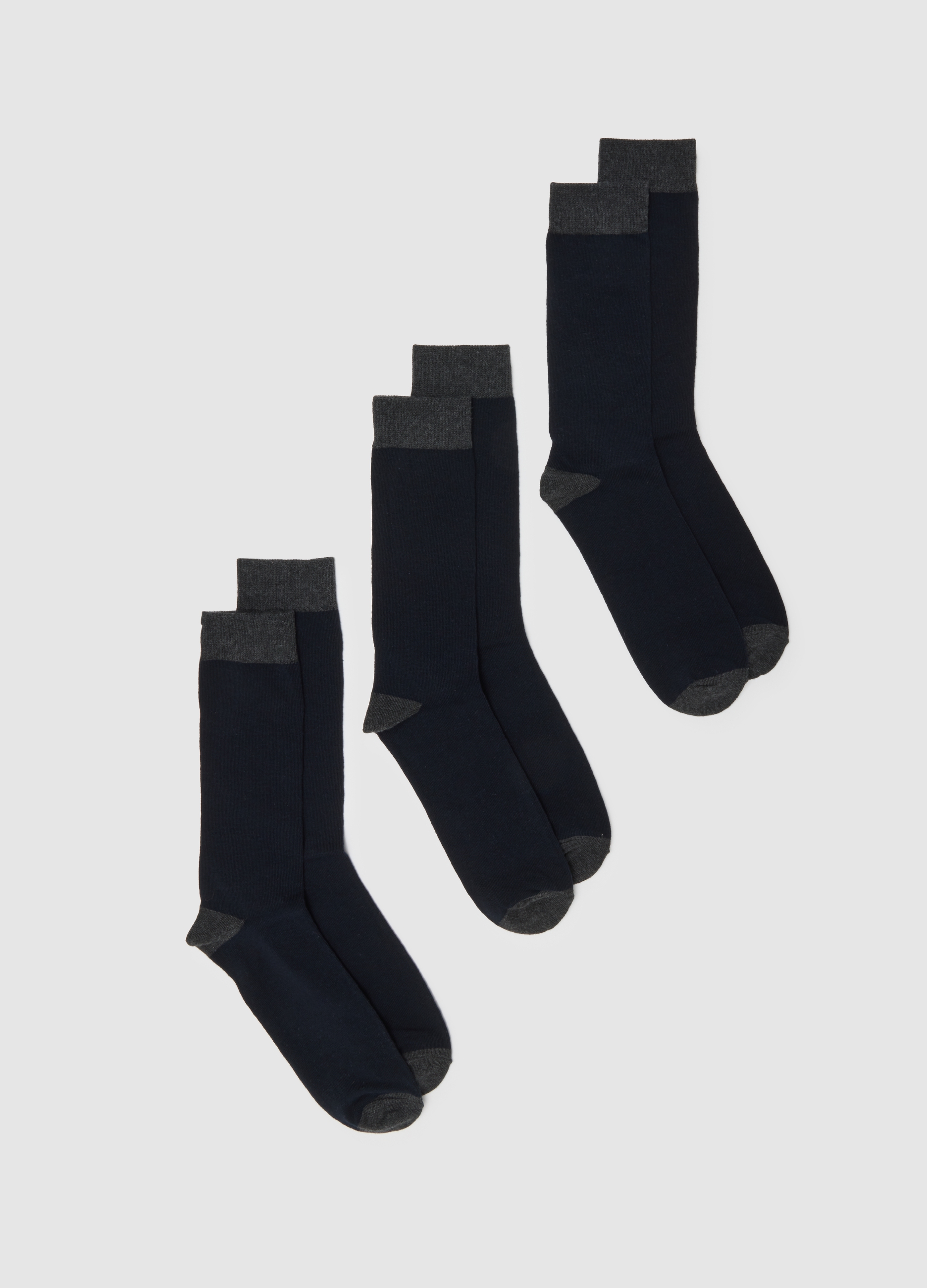 Tripack Calcetines Largos Mezcla De Algodón Azul, Hombre, Azul/gris, Talla: 38/42