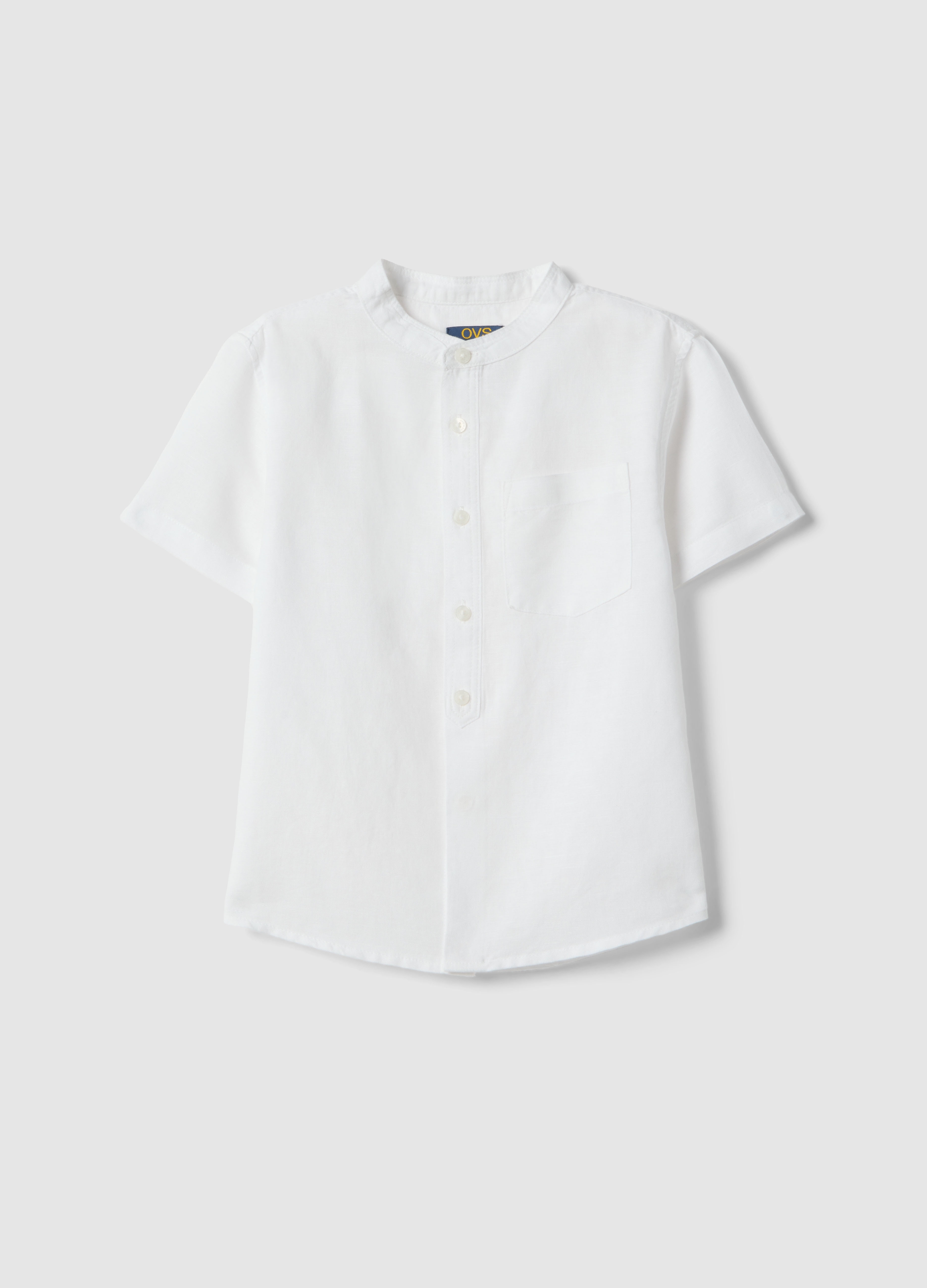 OVS KIDS, Camicia In Misto Lino E Cotone Blu Da Bambino Regular Fit, Blu, Taglia: 9-10