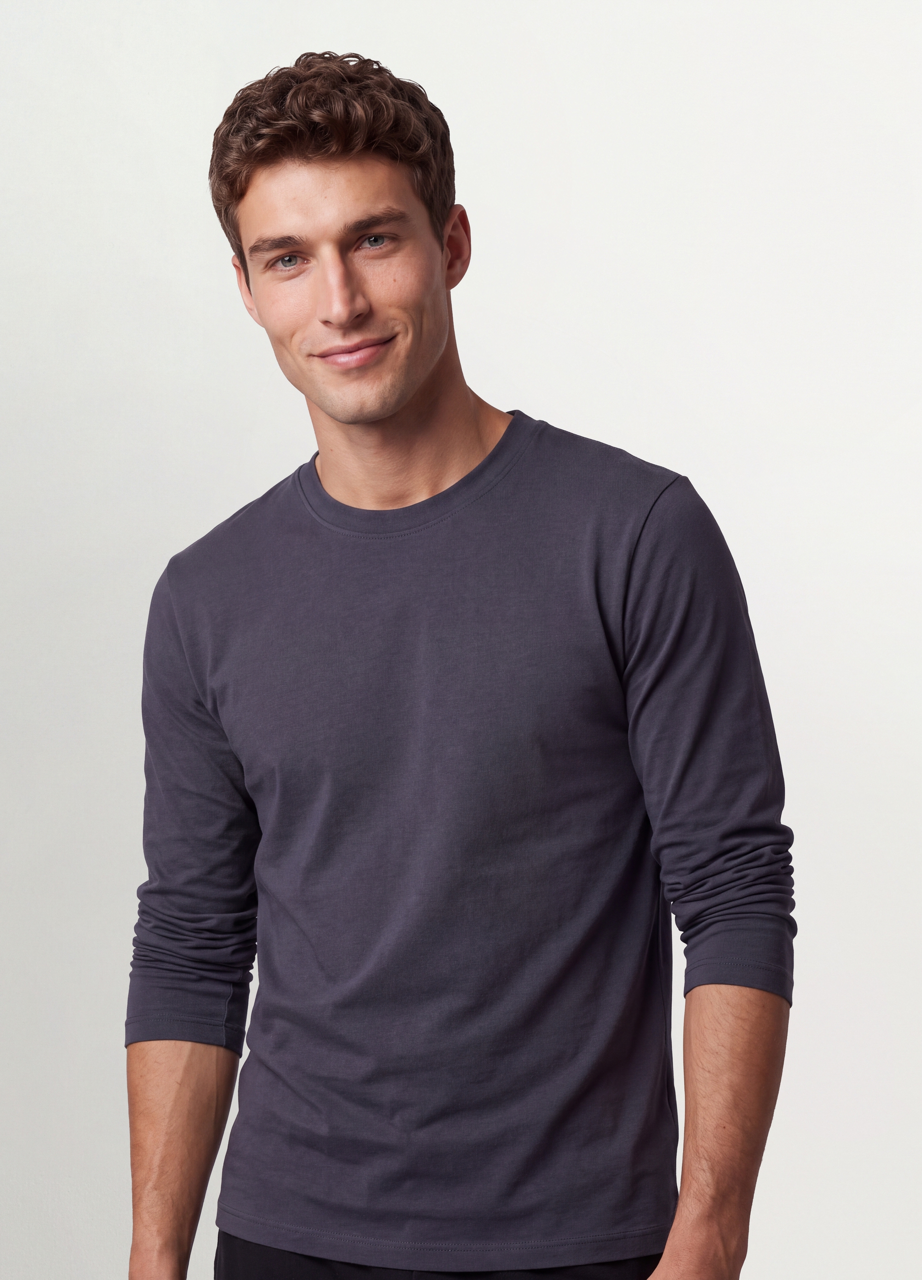 OVS, T-shirt Grigia A Maniche Lunghe In Puro Cotone Organico Con Girocollo, Uomo, Grigio, Taglia: S