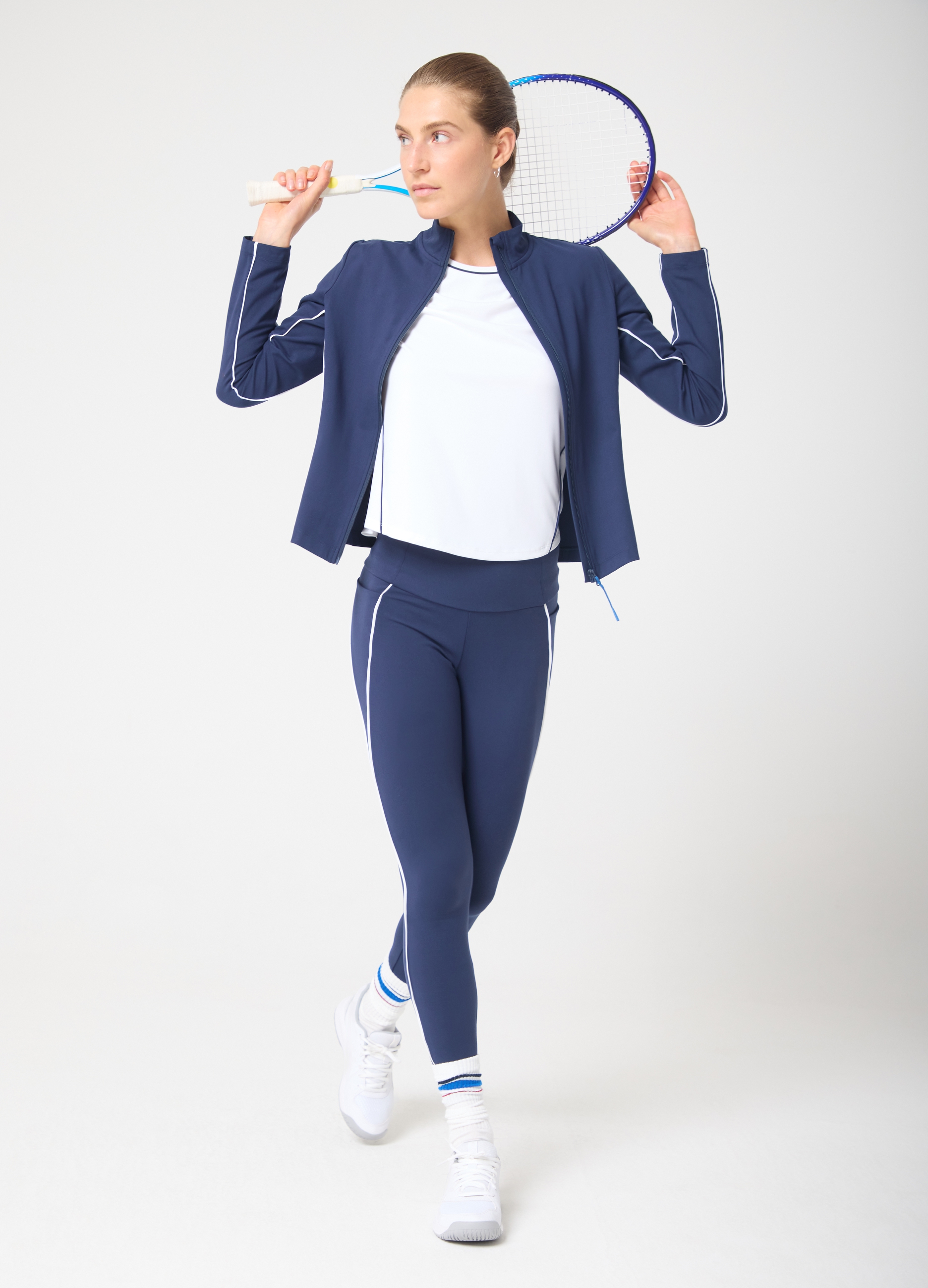 ALTAVIA COURT, Leggings In Tessuto Tecnico Traspirante Con Tasche Laterali E Profili A Contrasto Altavia Court, Donna, Blu, Taglia: XS