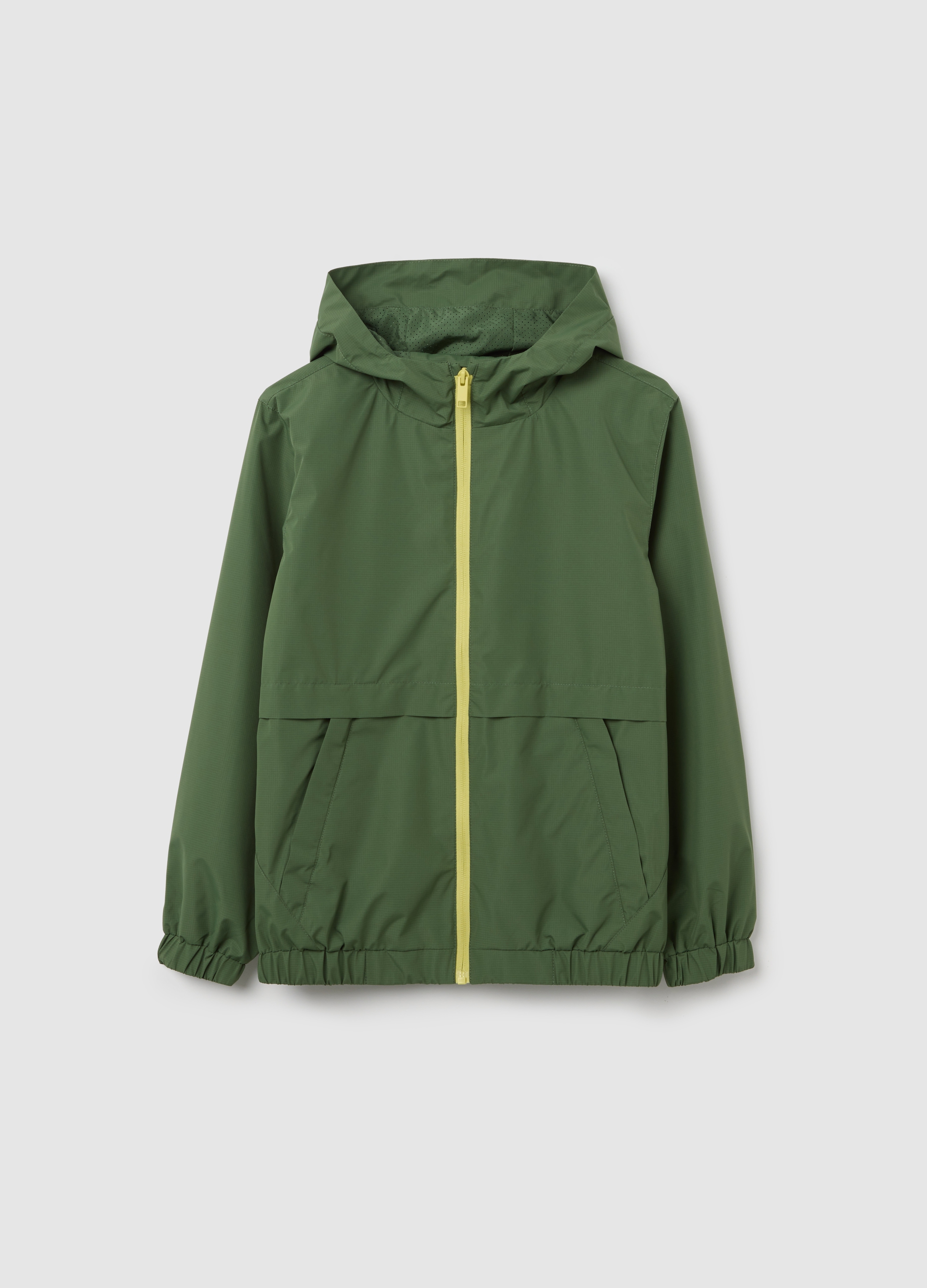 OVS, Giacca Impermeabile Con Cappuccio, Bambino, Verde, Taglia: 10-11