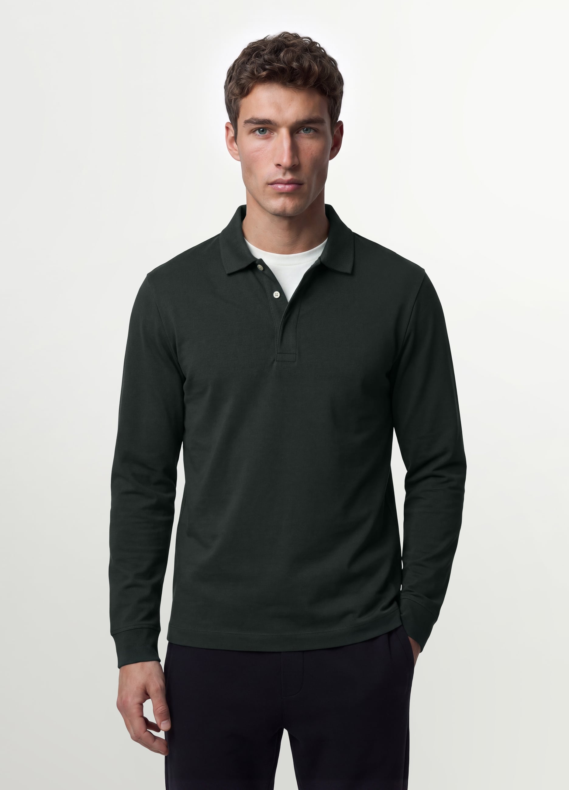 OVS, Polo Grigia In Cotone Elasticizzato A Maniche Lunghe Regular Fit, Uomo, Grigio, Taglia: XL