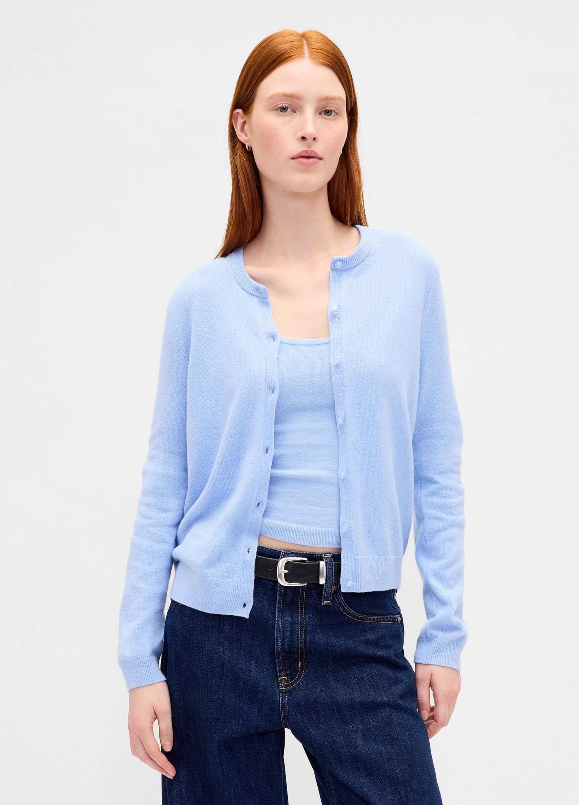 GAP, Cardigan Cashsoft In Misto Cotone, Donna, Azzurro, Taglia: S