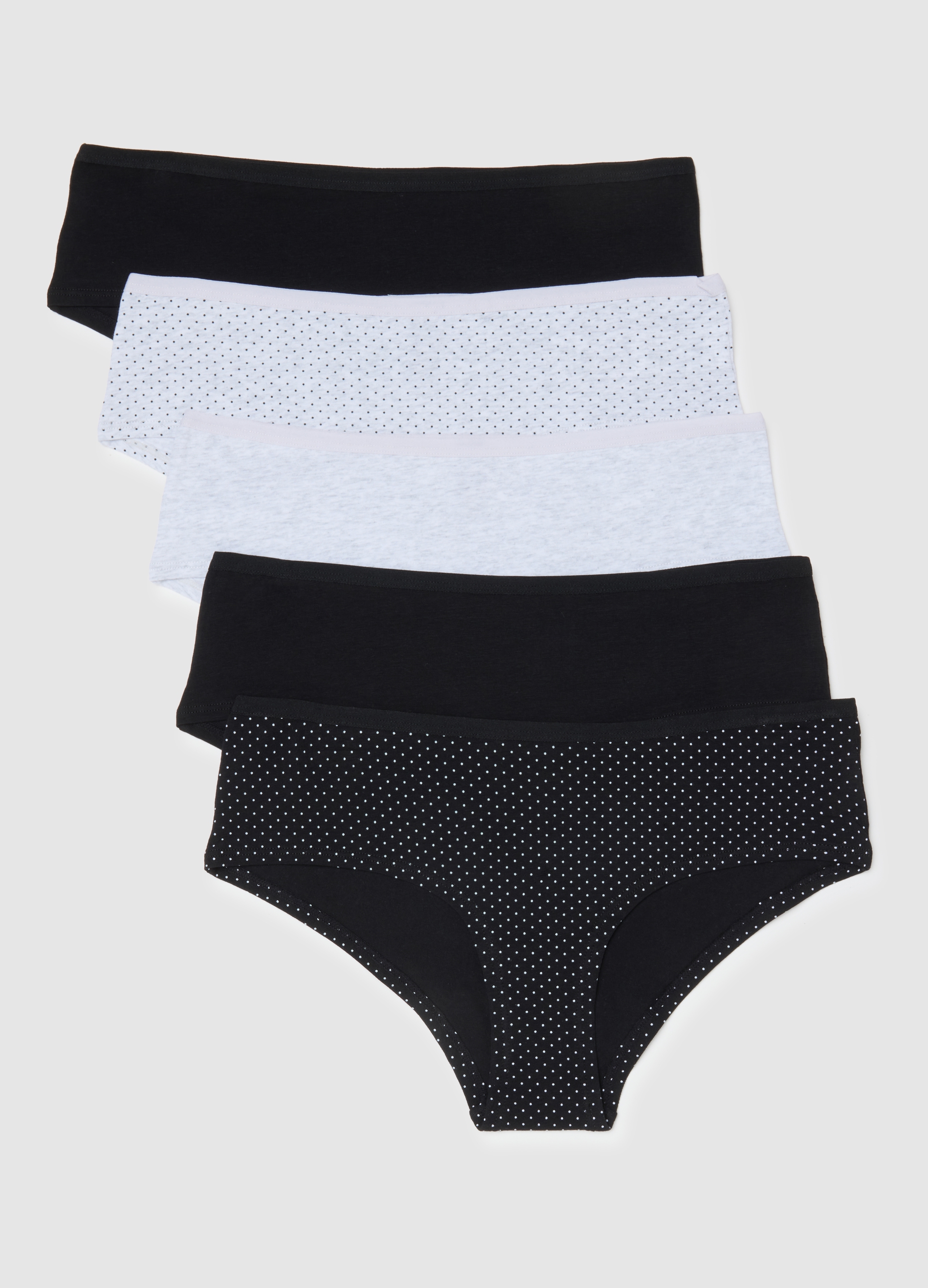 Multipack De Calzoncillos Multicolor En Algodón Elástico, Ajuste Regular, Mujer, Negro/Blanco, Talla: 2