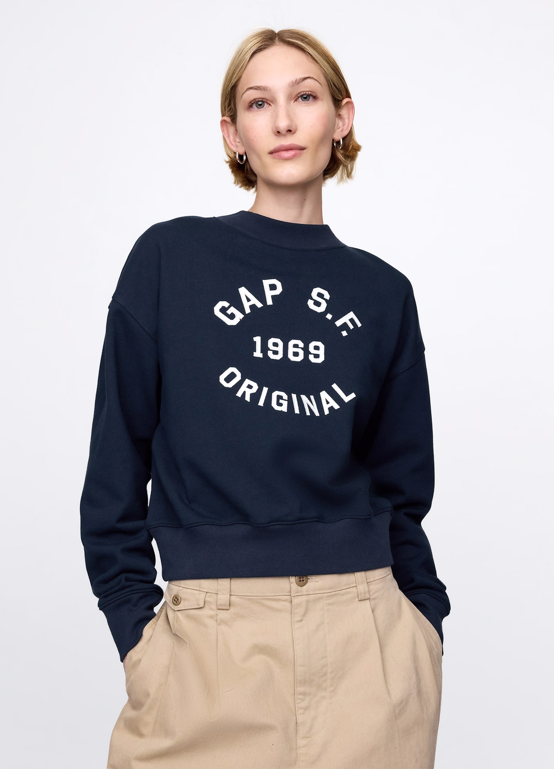 GAP, Felpa Blu Gap Nyc 1969 Original, Donna, Blu, Taglia: XS