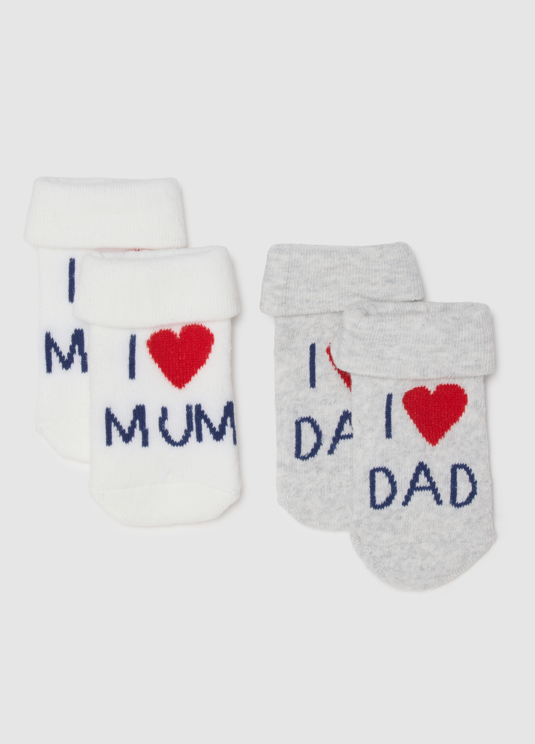 Bipack Di Calze Da Neonato In Cotone Elasticizzato Multicolor, Unisex, Blanco/gris, Talla: 3-6