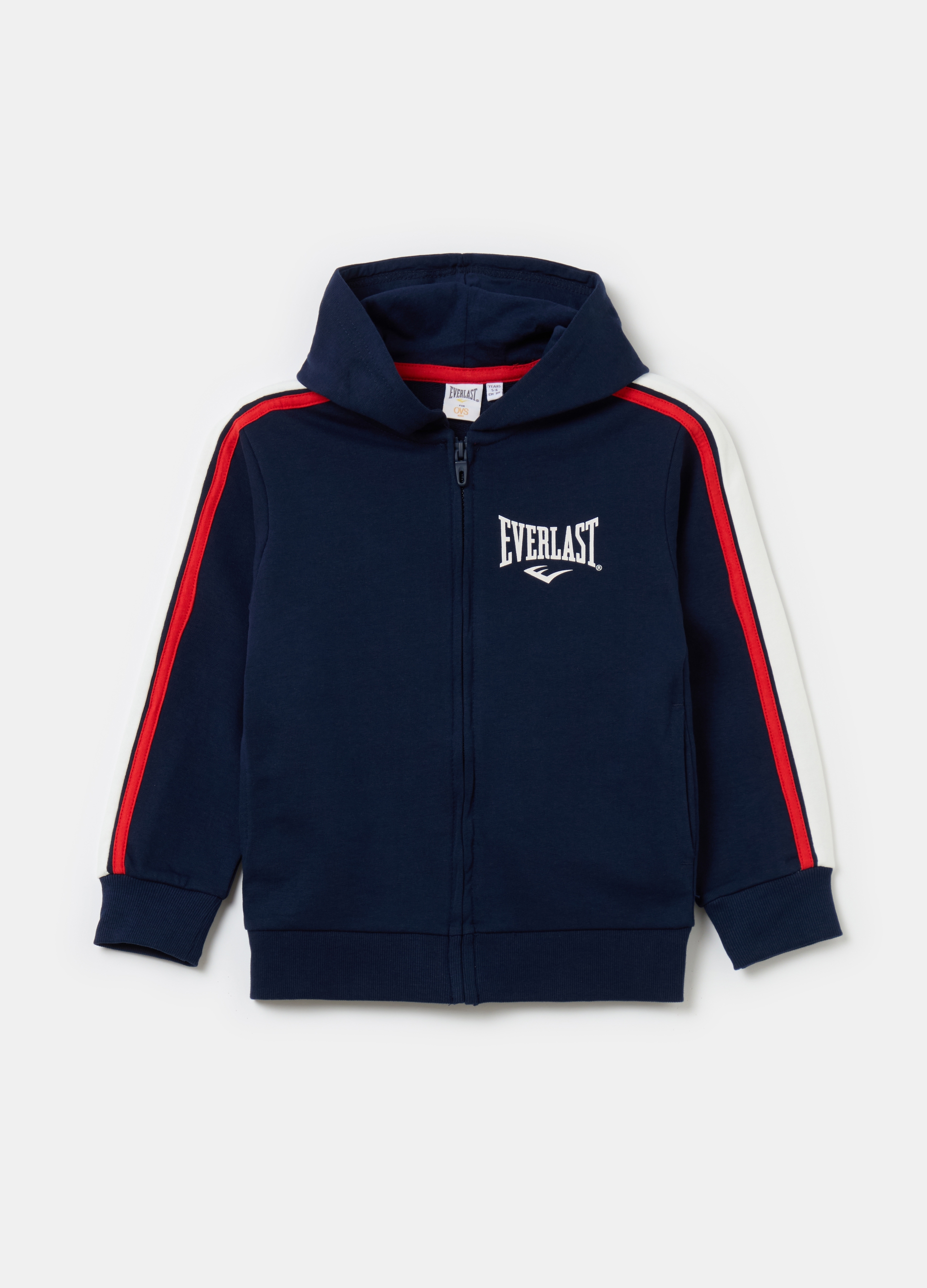 OVS, Full-zip Con Cappuccio E Stampa Logo, Bambino, Blu, Taglia: 6-7